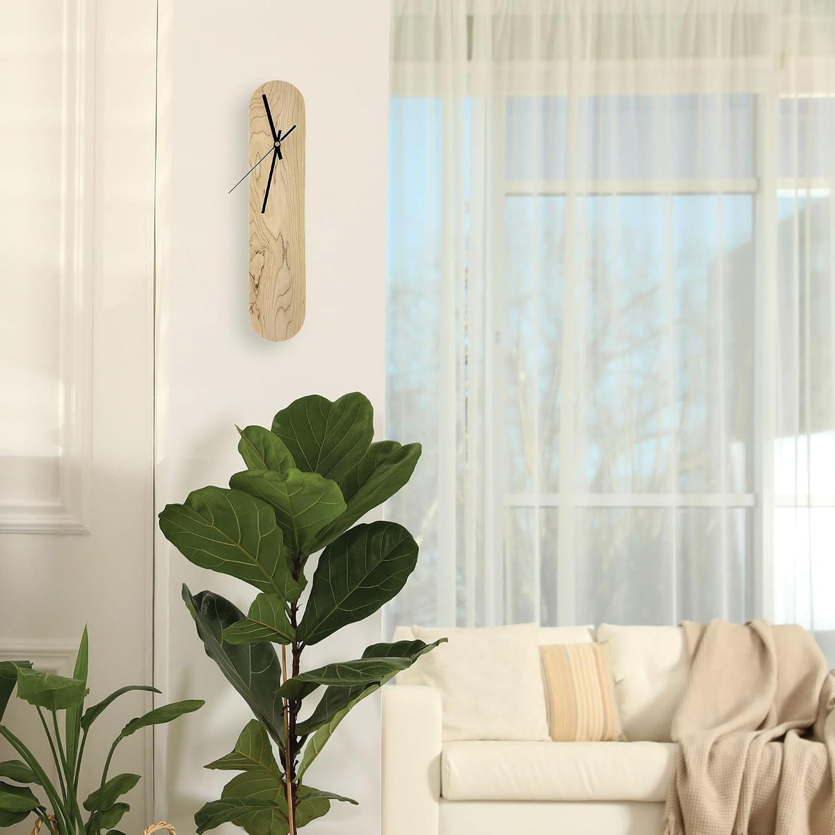 Maple Oval Wall Clock, Modern Minimalist, Silent, Chaos & Wit (18 Inch) | Handmade, Solid maple wood 1/4in thick, low