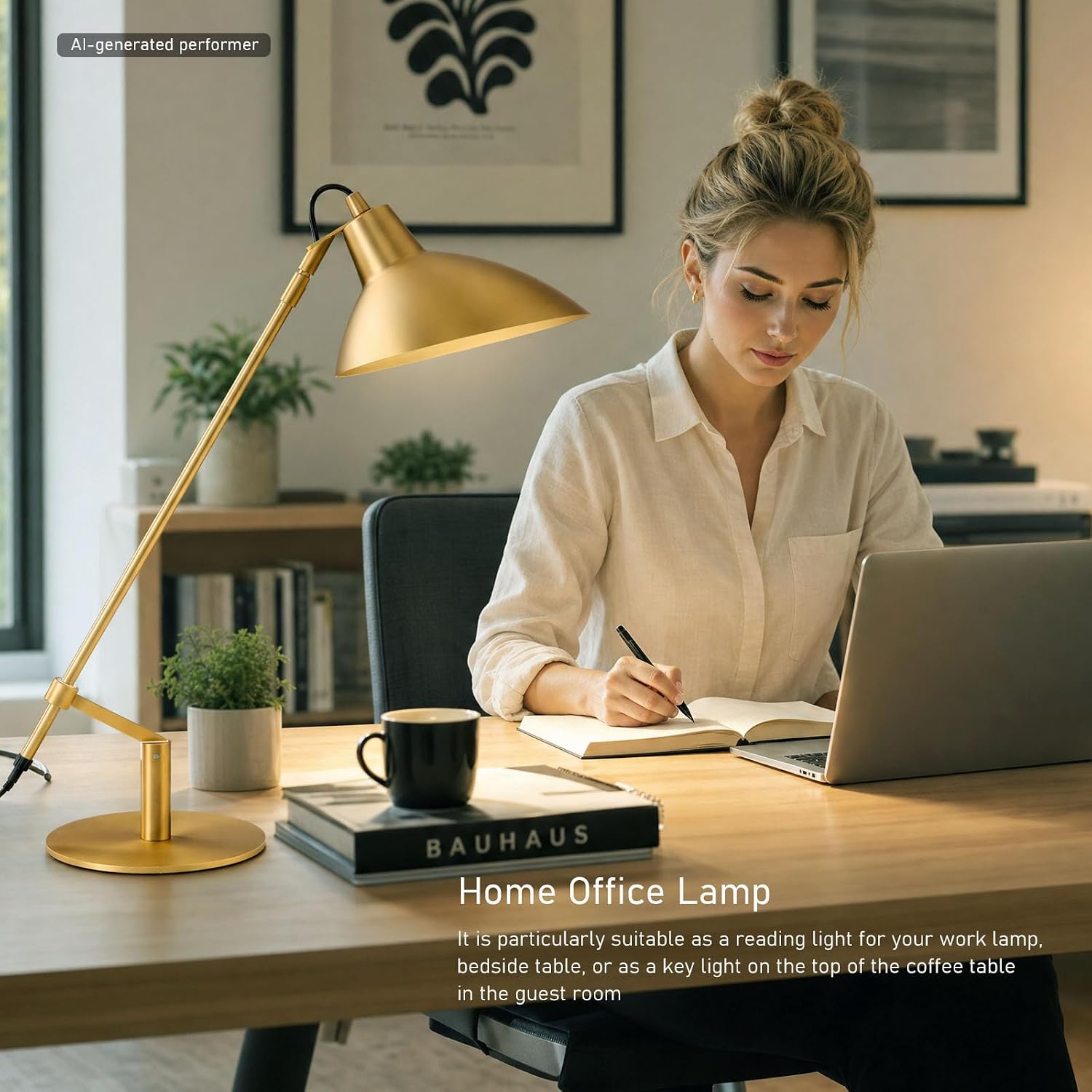 Desk Lamp Modern Industrial 100% Metal Adjustable Table Lamp 24", Natural Light (4000K) with Dimmer, Ideal for Office
