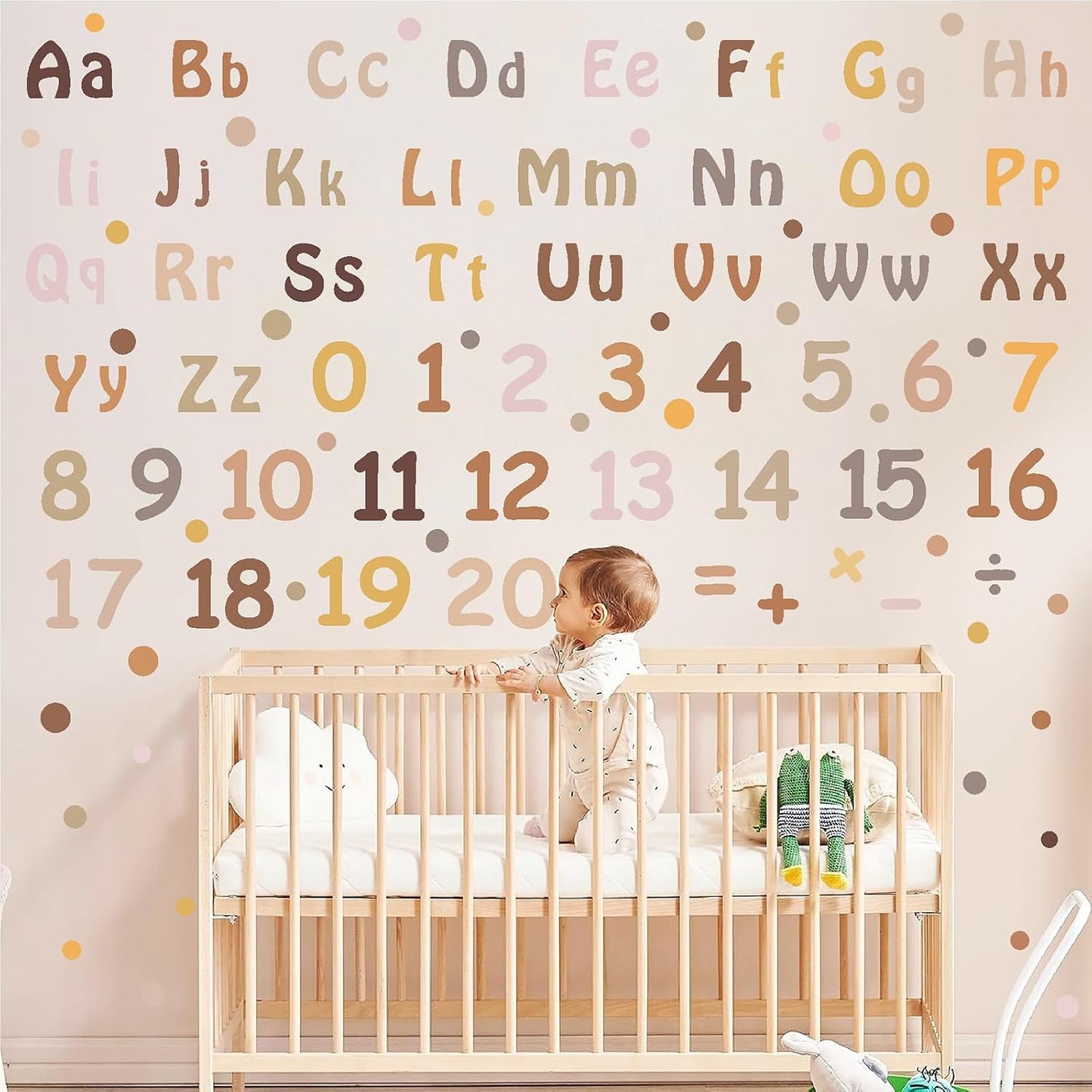 Alphabet Wall Decals Neutral Number Wall Decals Peel and Stick Watercolor Letter Decal ABC / Boho
