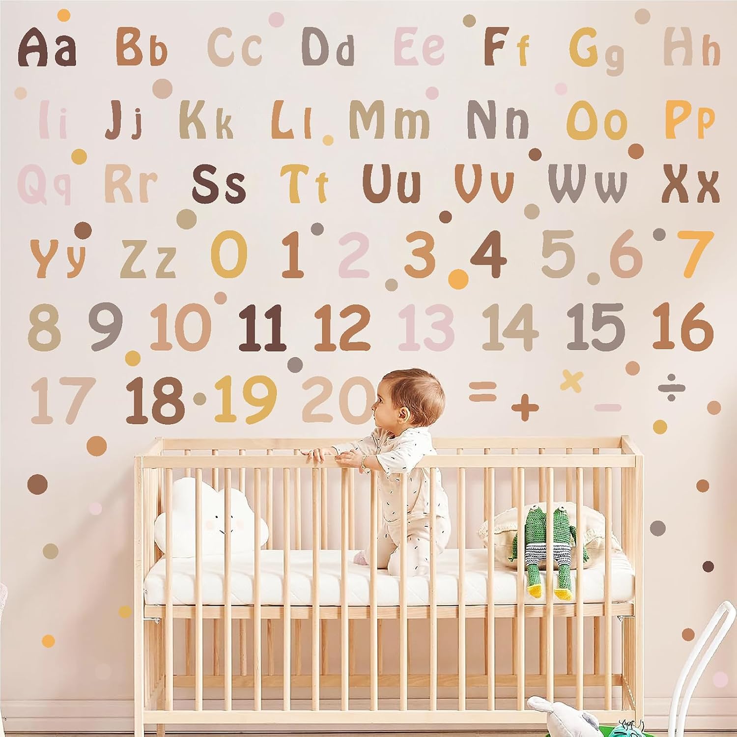 Alphabet Wall Decals Neutral Number Wall Decals Peel and Stick Watercolor Letter Decal ABC / Boho
