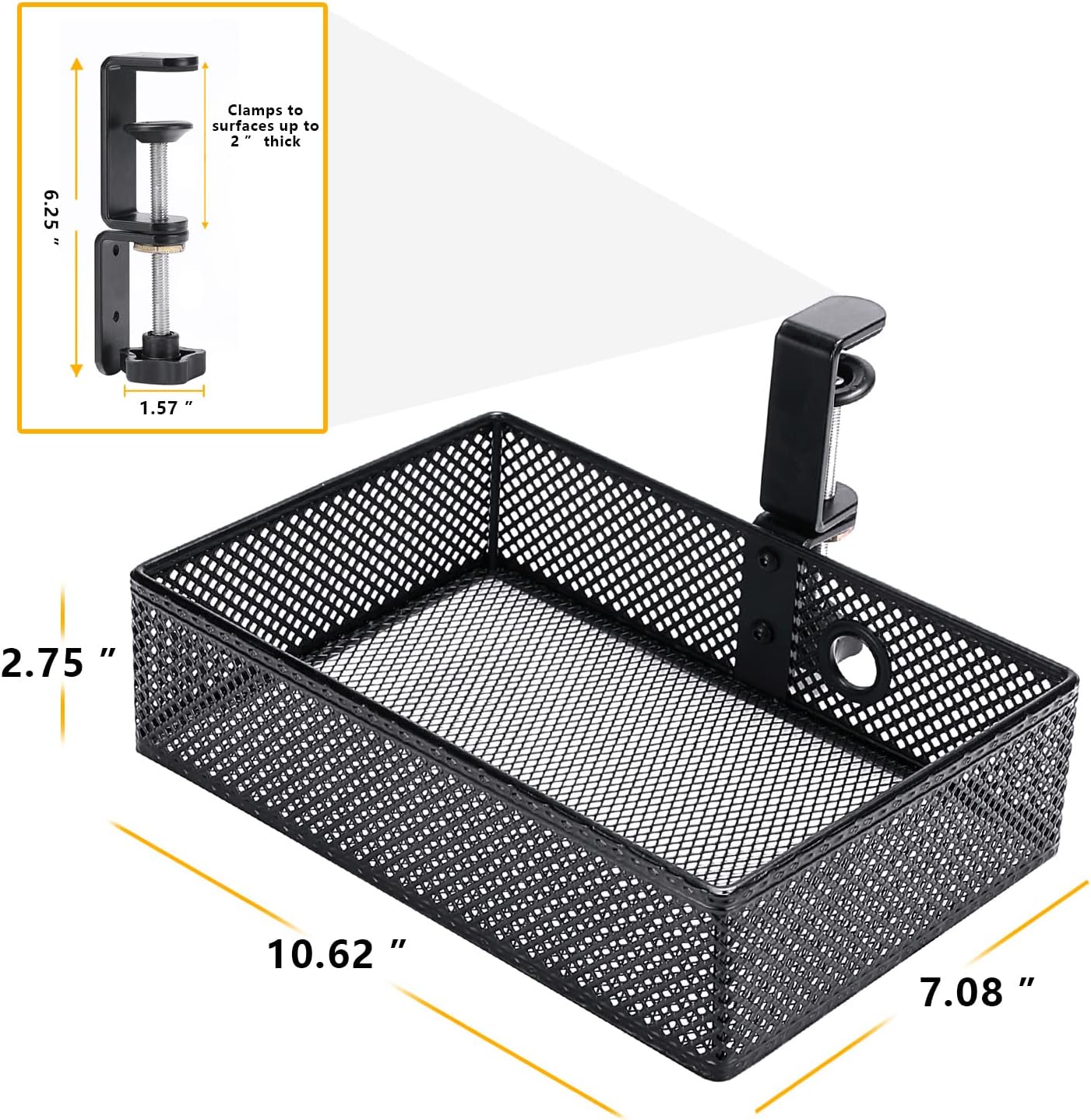 Under Desk Drawer, Clamp on Desk Organizer Hanging Desk Storage Under Table | Under desk organizer: clamp on desk