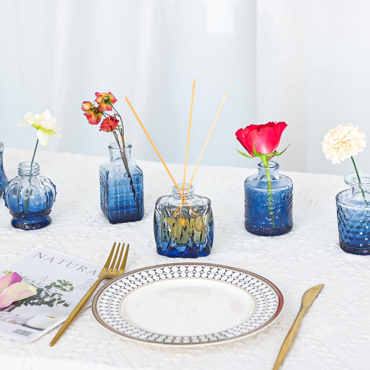 36 Bud Vases Glass Bud Vase Set / Blue / Set of 36