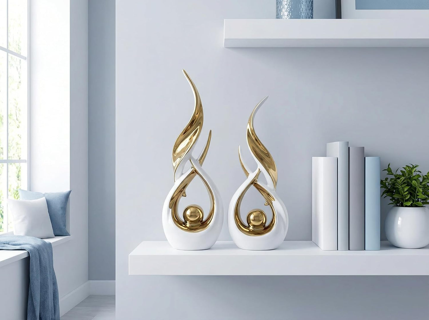 Querro Modern Abstract Ceramic Statue / White