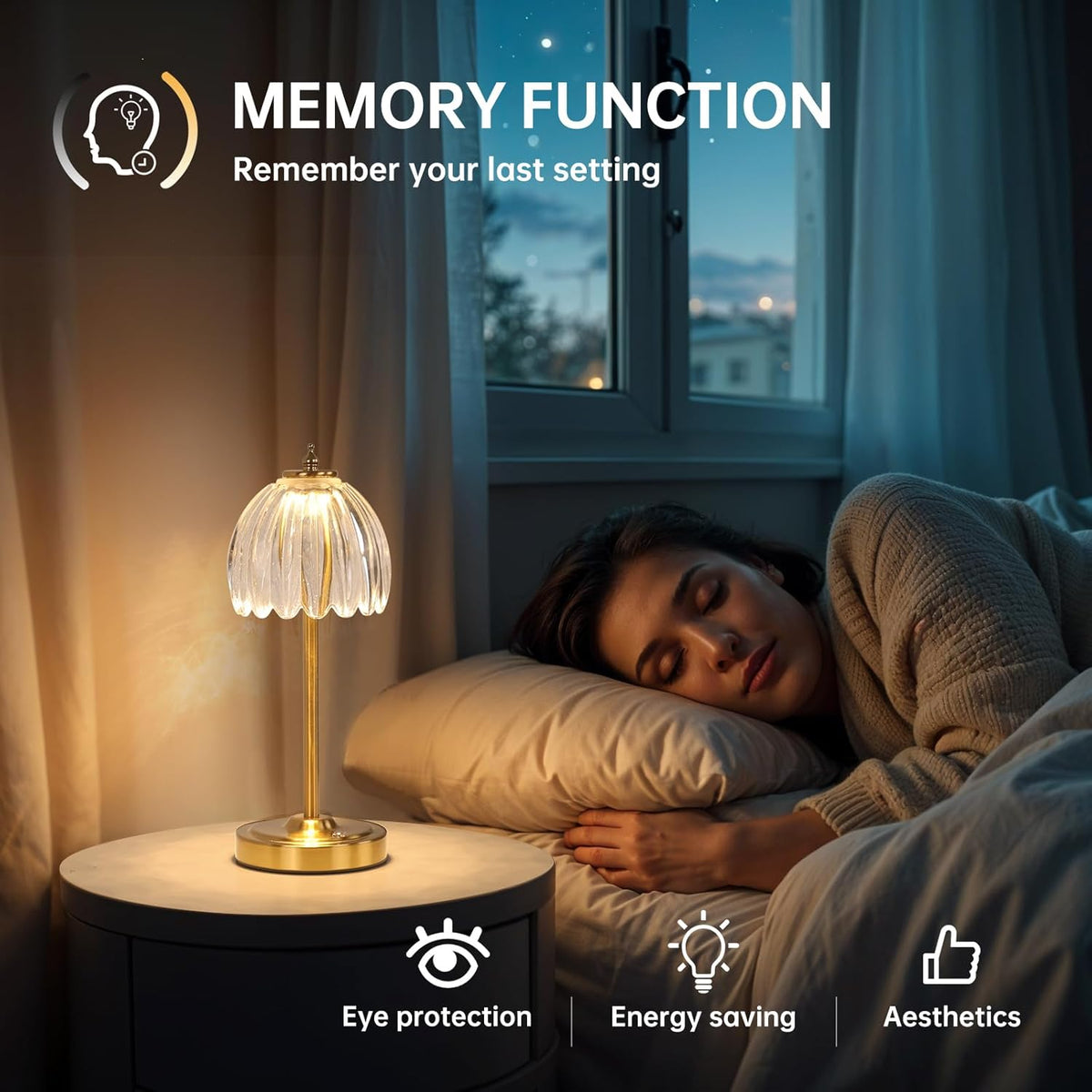 Shenmoyl Tulip Table Lamp with 5000mAh Battery & Touch Control, Cordless Table Lamp with 3 Colors, Dimmable