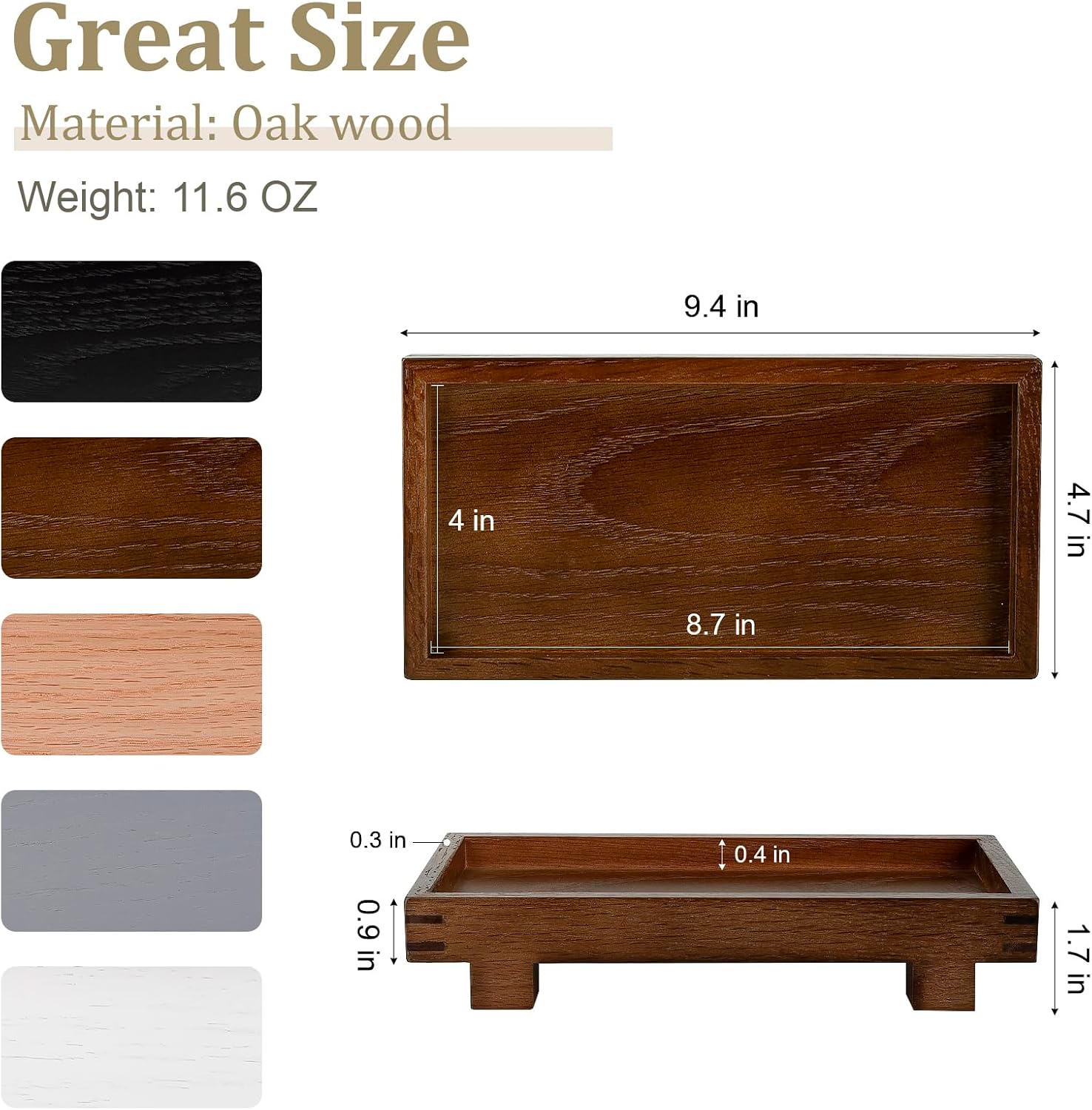 Decorative Tray Small Pedestal Stand Farmhouse Bathroom Decor Wooden / Walnut / 9.4 x 4.7 x 1.7
