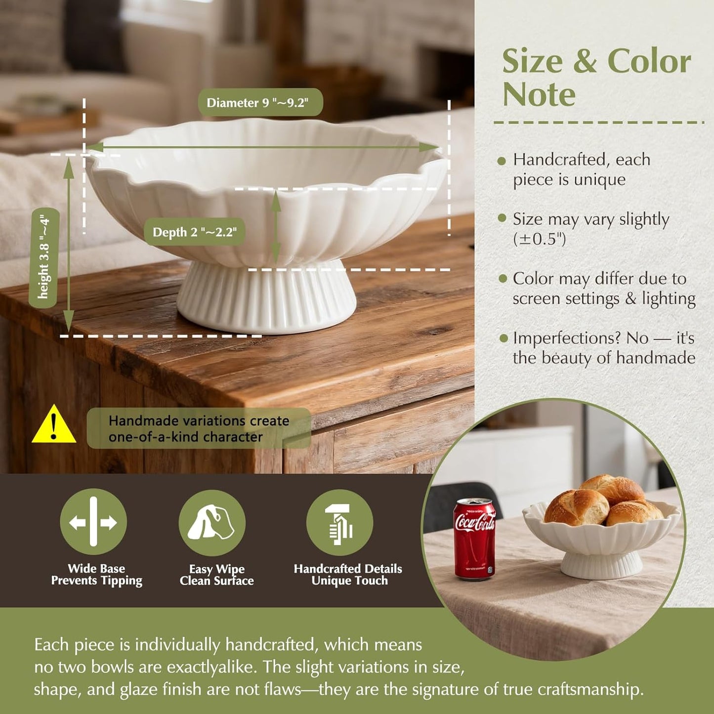 9- Ceramic Centerpiece Bowl / White