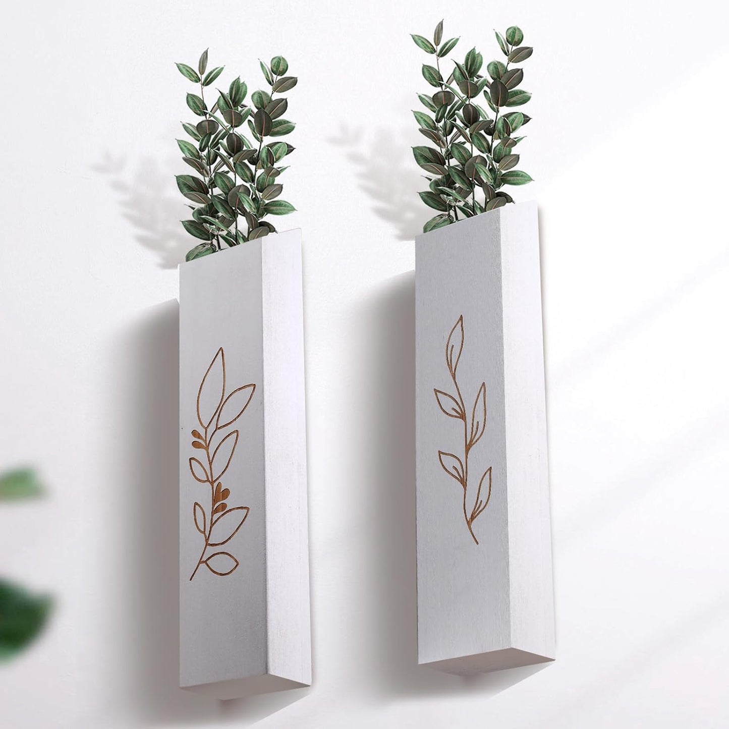 Wood Wall Planter / White / Set of 4