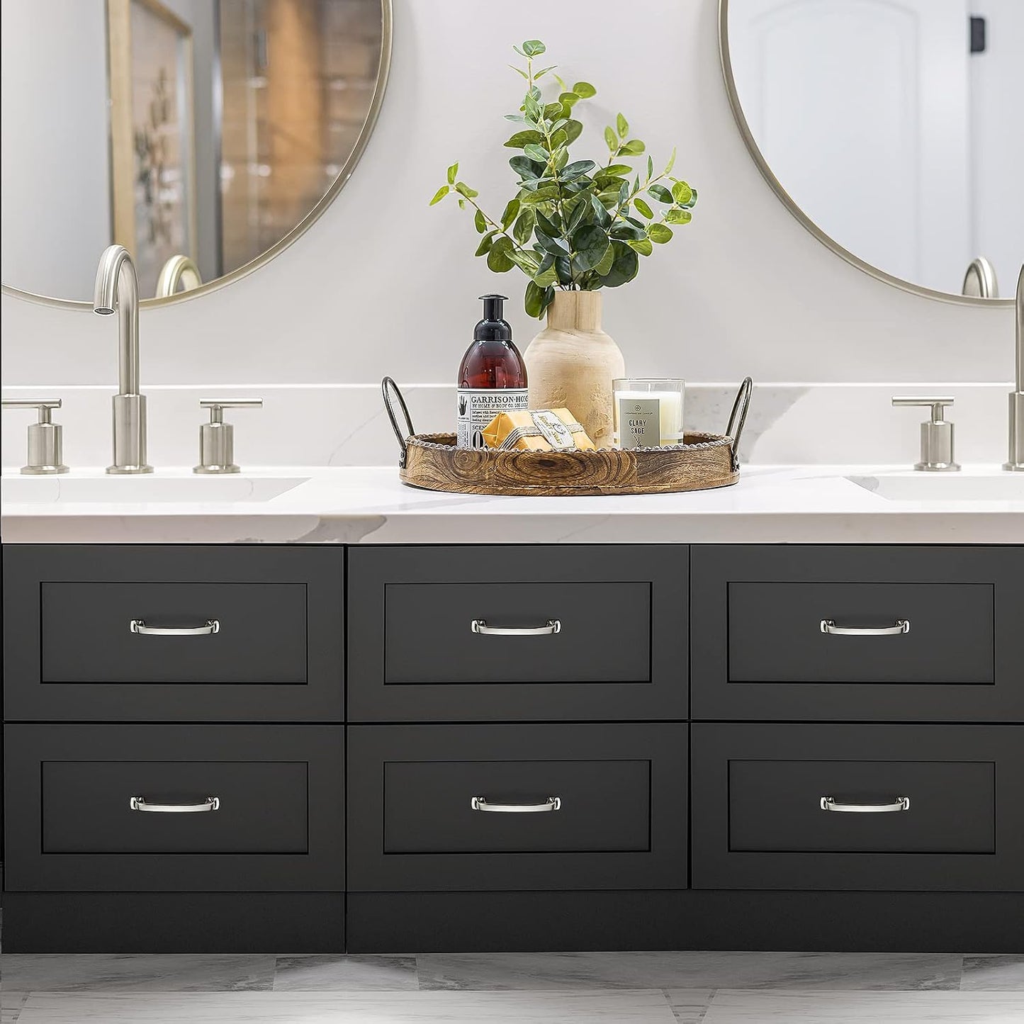 Arch Cabinet Pulls Solid 3-3/ Kitchen / Brushed Nickel / 3-3/4 Inch Hole Center / 4 Inch / Set of 10