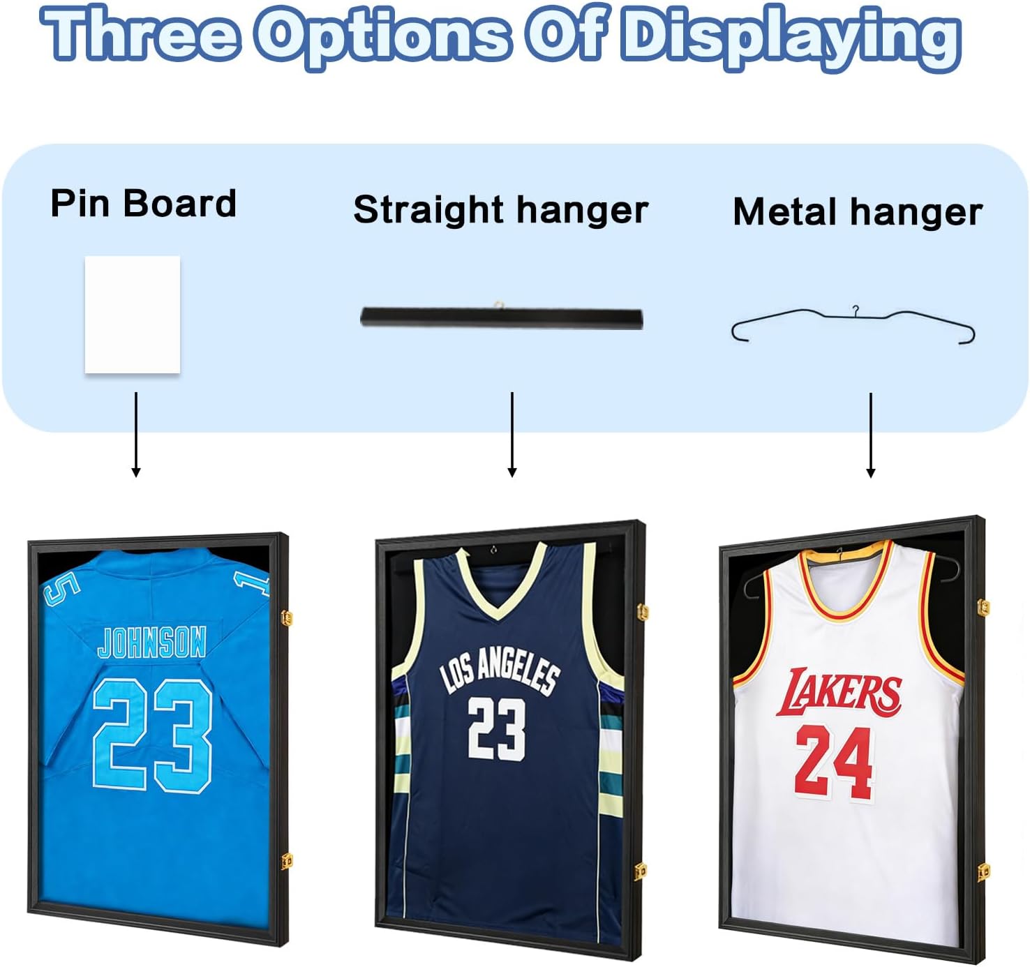 Jersey Frame Display Case, Black Shadow Box for Sports Jerseys, 1P | Wall Mount, Jersey Shadow Box, Golden Anti-Theft