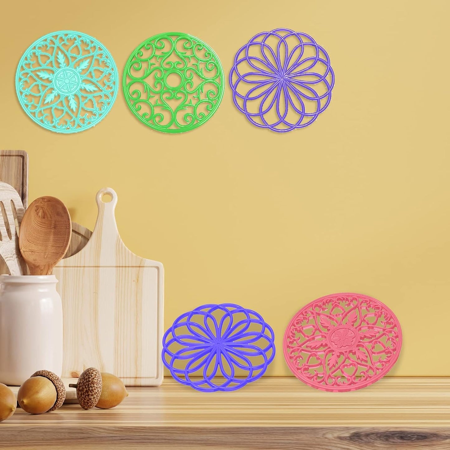 Large Mandala Coaster Resin Molds Hollow Flower Shiny Silicone Molds for Resin Casting / Set of 4