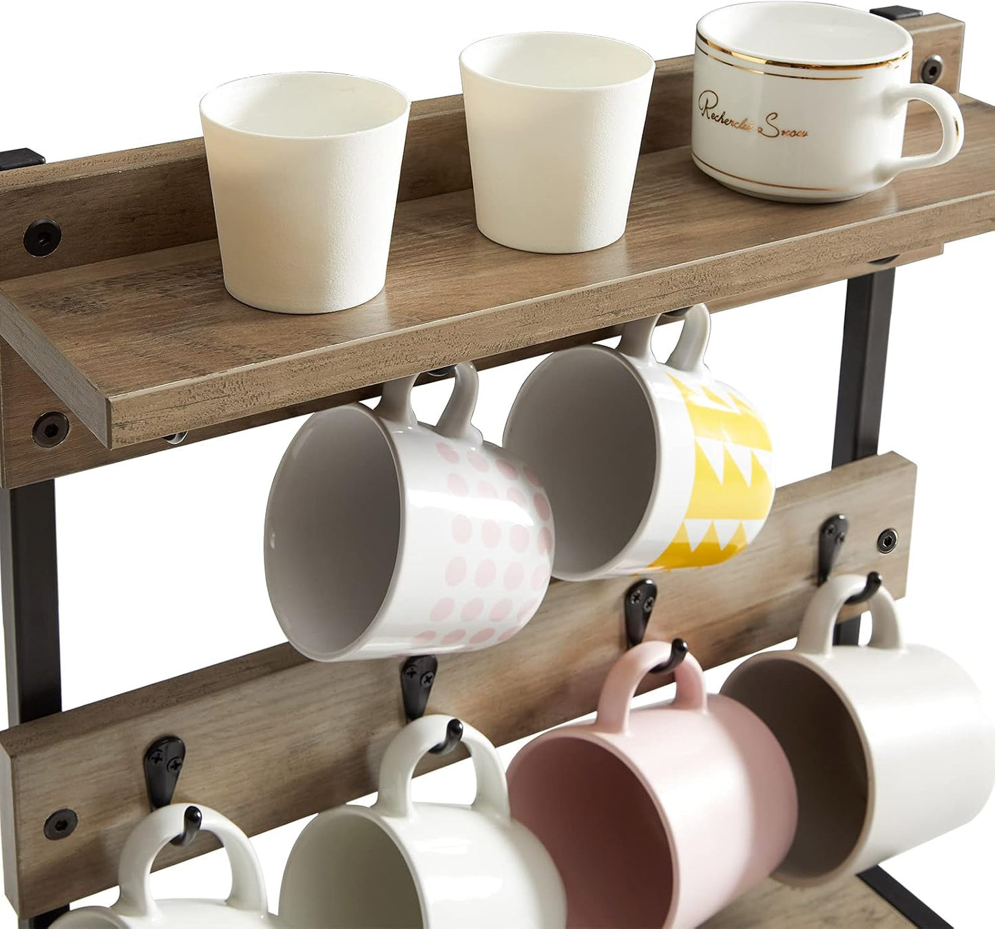 IBUYKE Countertop Mug Tree,Coffee Mug Cup Holder,Greige TBJ002Y | Coffee Cup Holder Mug Display Organizer Mug Holders