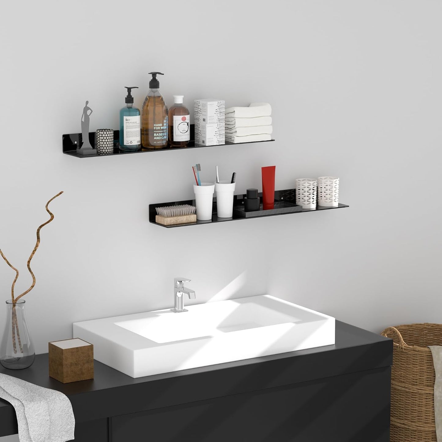 Sezanrpt 36 Inches Acrylic Wall Shelves 2 Pack, Floating Shelf for Wall Mounting, Acrylic Display Ledges for Funko Pop