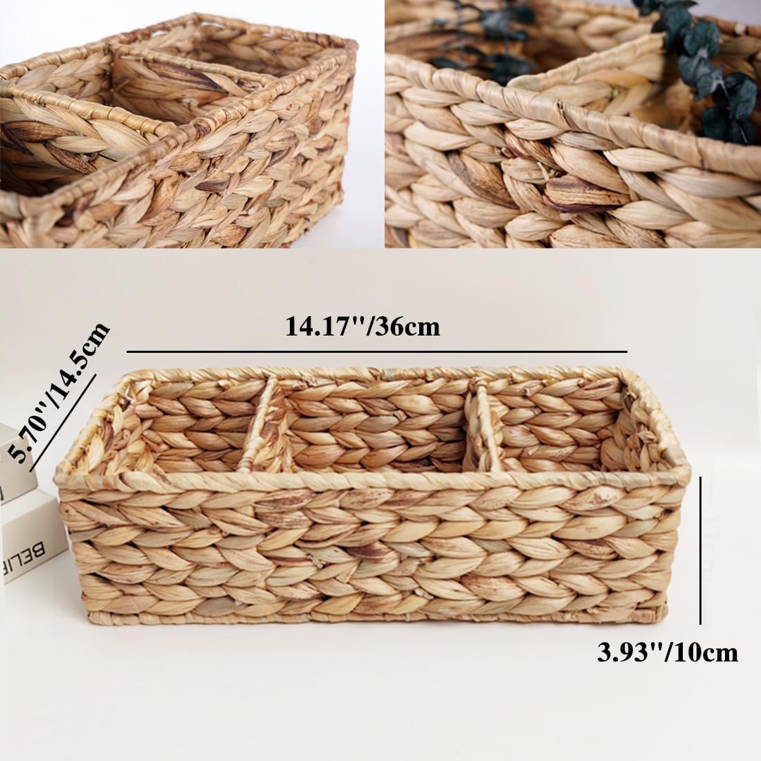 Rattan Napkin Holder / 3-Section Napkin Basket Decorative Wicker Napkin