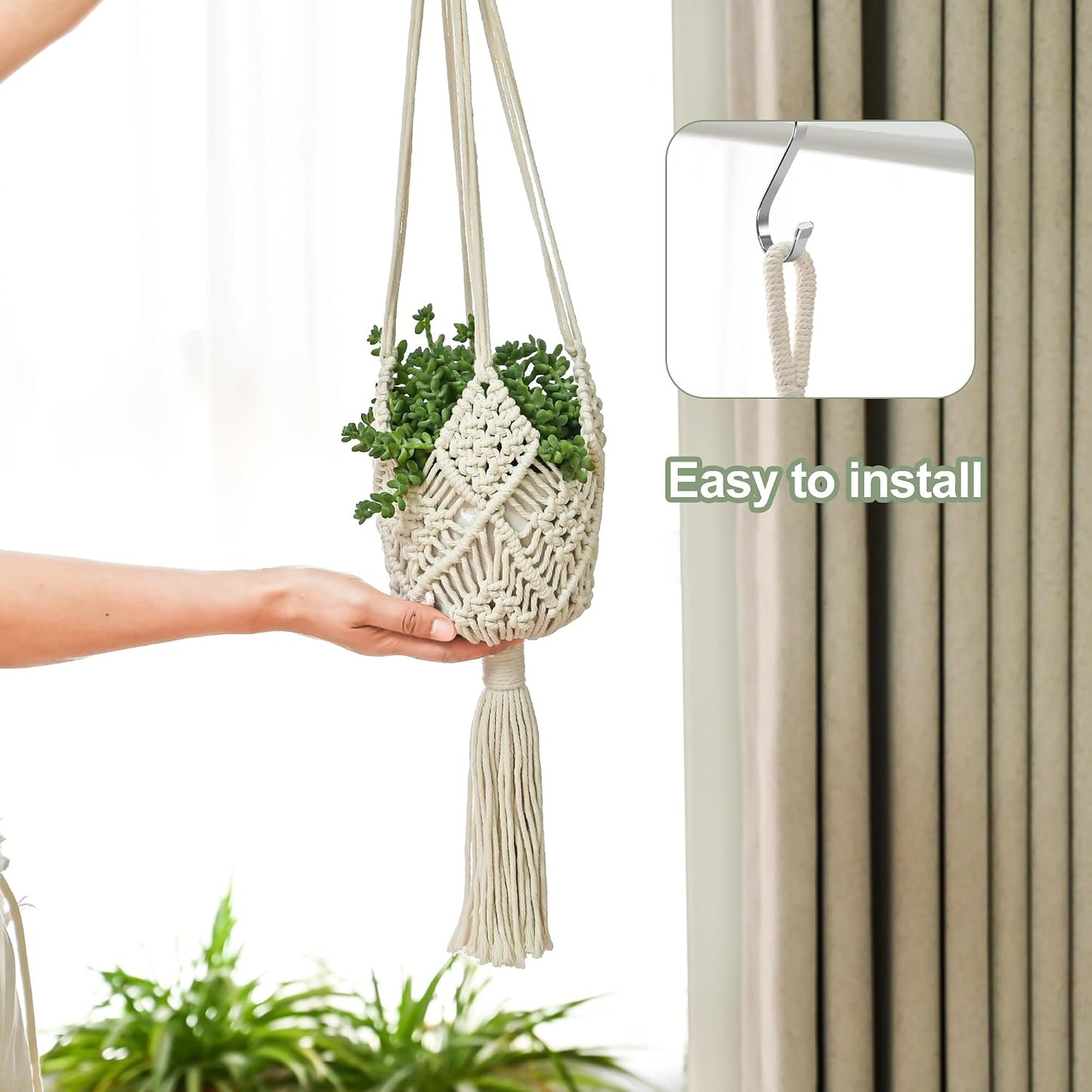 4Packs Macrame Plant Hangers Indoor Macrame for up to Pot Crochet Boho Plant / 4colors / 8 Inch