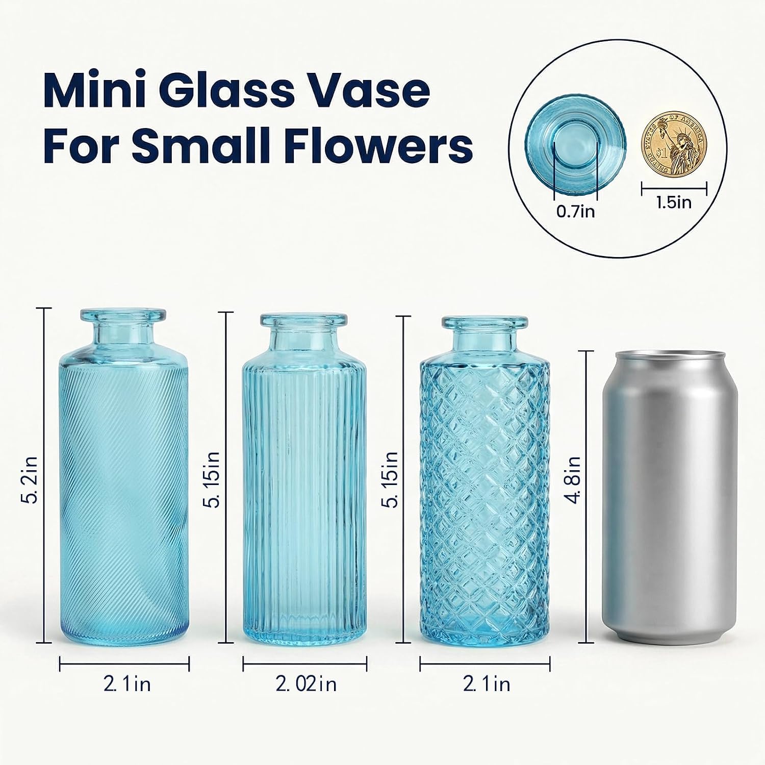 Glass Bud Vases / Blue / Set of 30