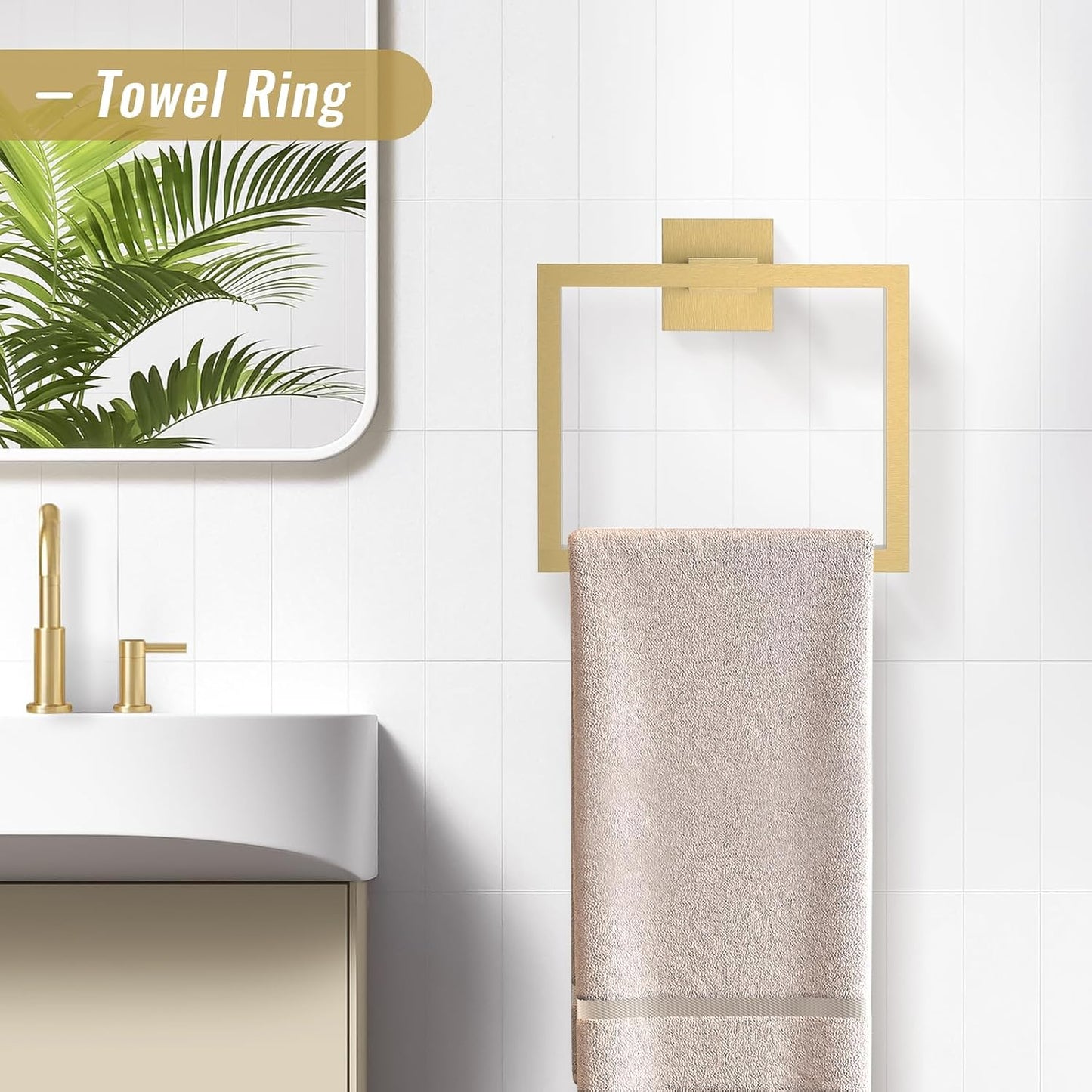 YACVCL Brushed Gold Bathroom Hardware Accessorie Set 23.6 Inch Towel Bar Set 5-Pieces Towel Rack&Holder Set for