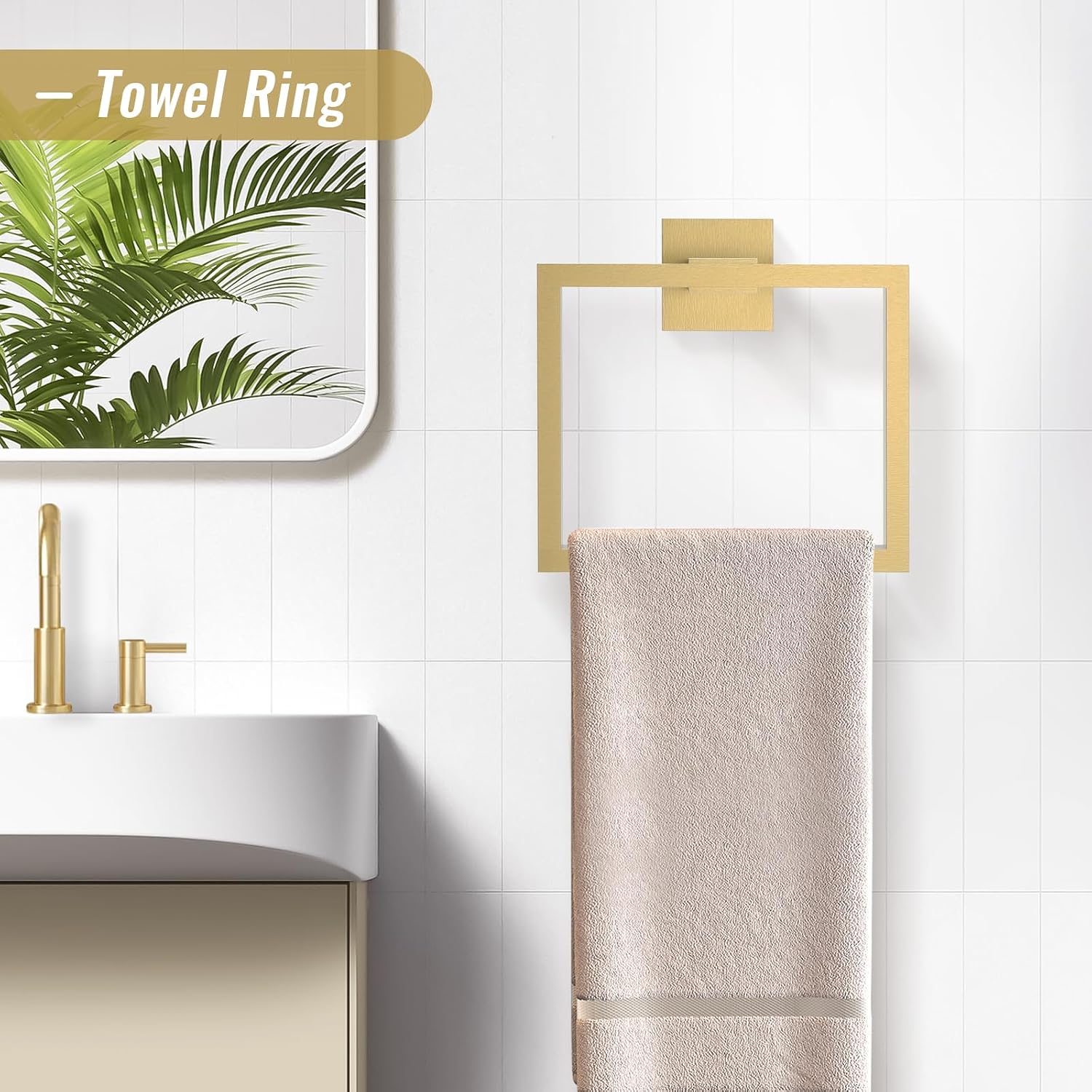 YACVCL Brushed Gold Bathroom Hardware Accessorie Set 23.6 Inch Towel Bar Set 5-Pieces Towel Rack&Holder Set for