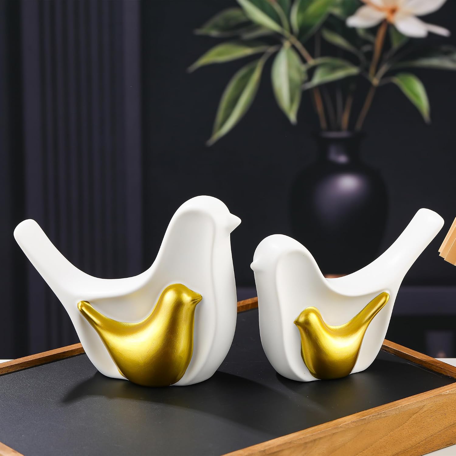 Ceramic Birds Figurines / White / Set of 2