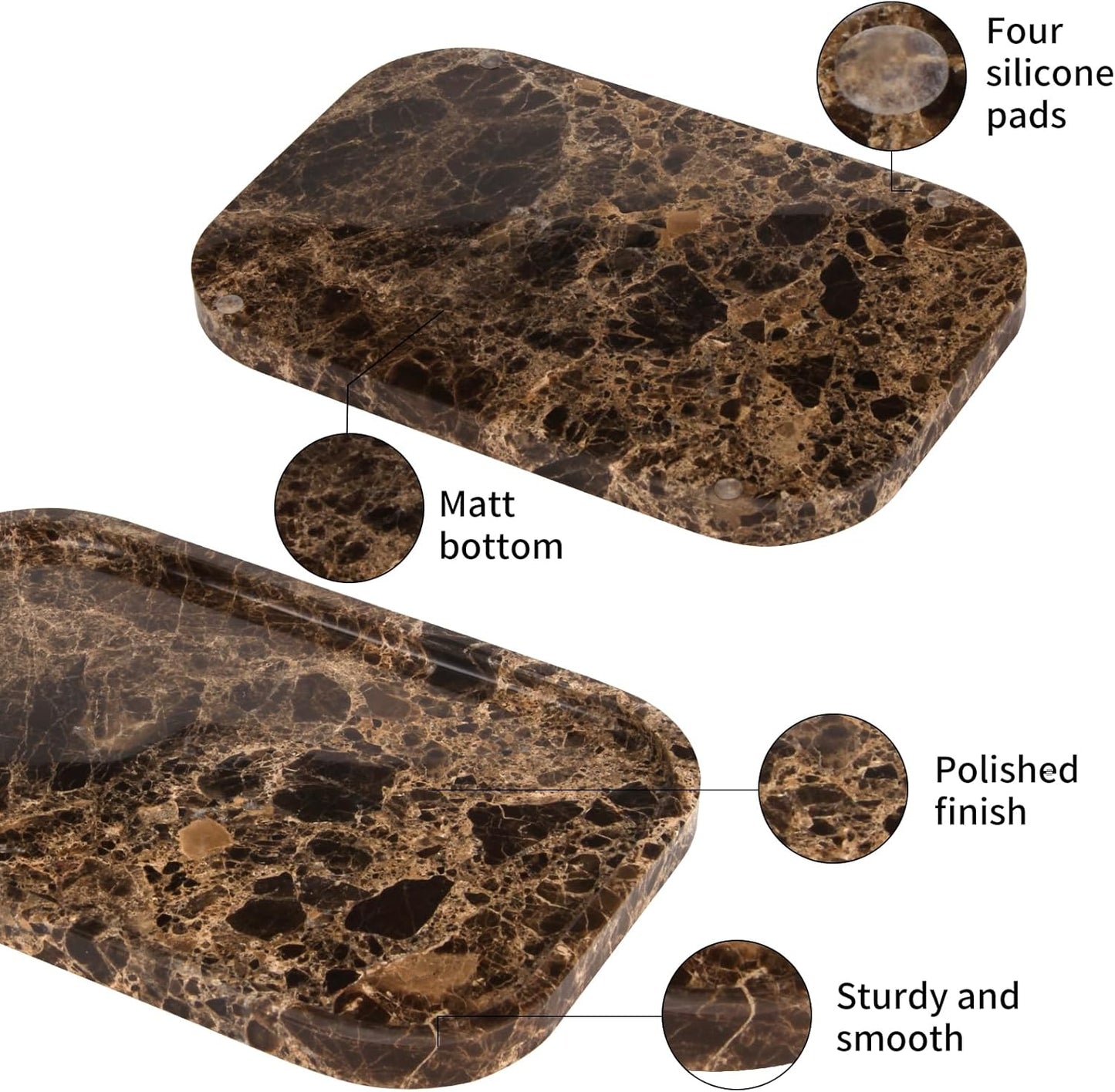 Marble Bathroom Vanity Tray / Dark Brown L / 8 x 0.7 x 12