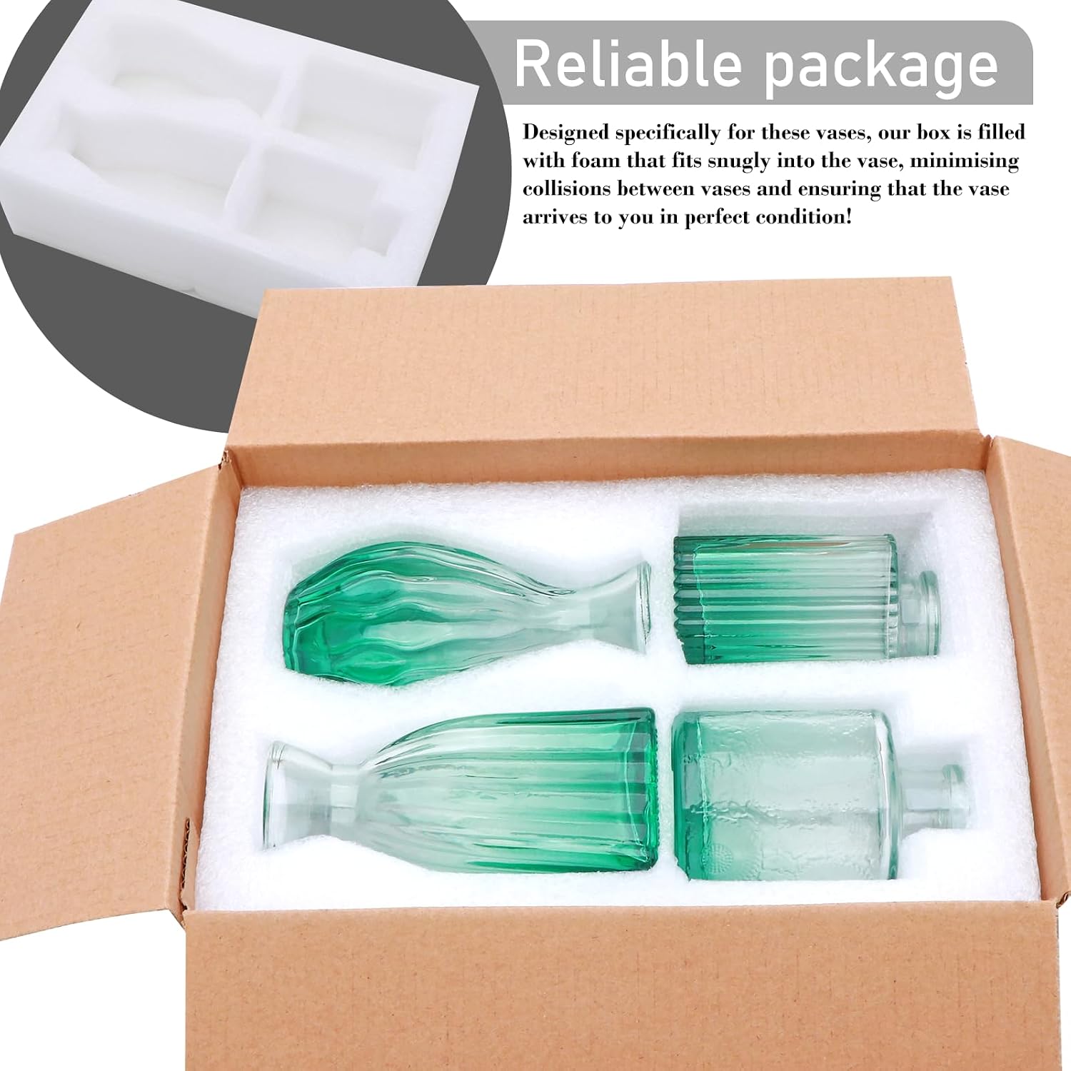 Glass Bud Vases / Green / Set of 4