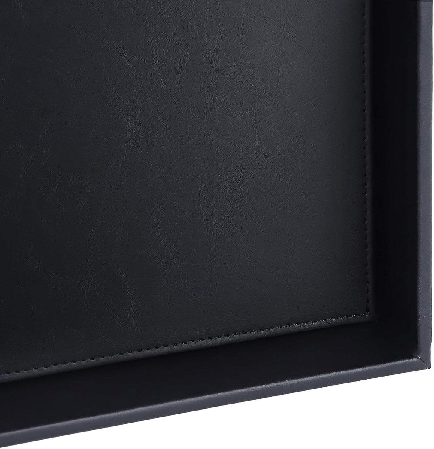 Faux Leather Vanity Tray / Black / 10 x 10 x 1.8