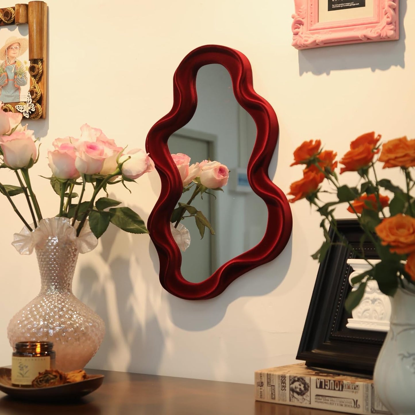 Mirror Wall Decor / Cloud-wine Red / 16 x 10