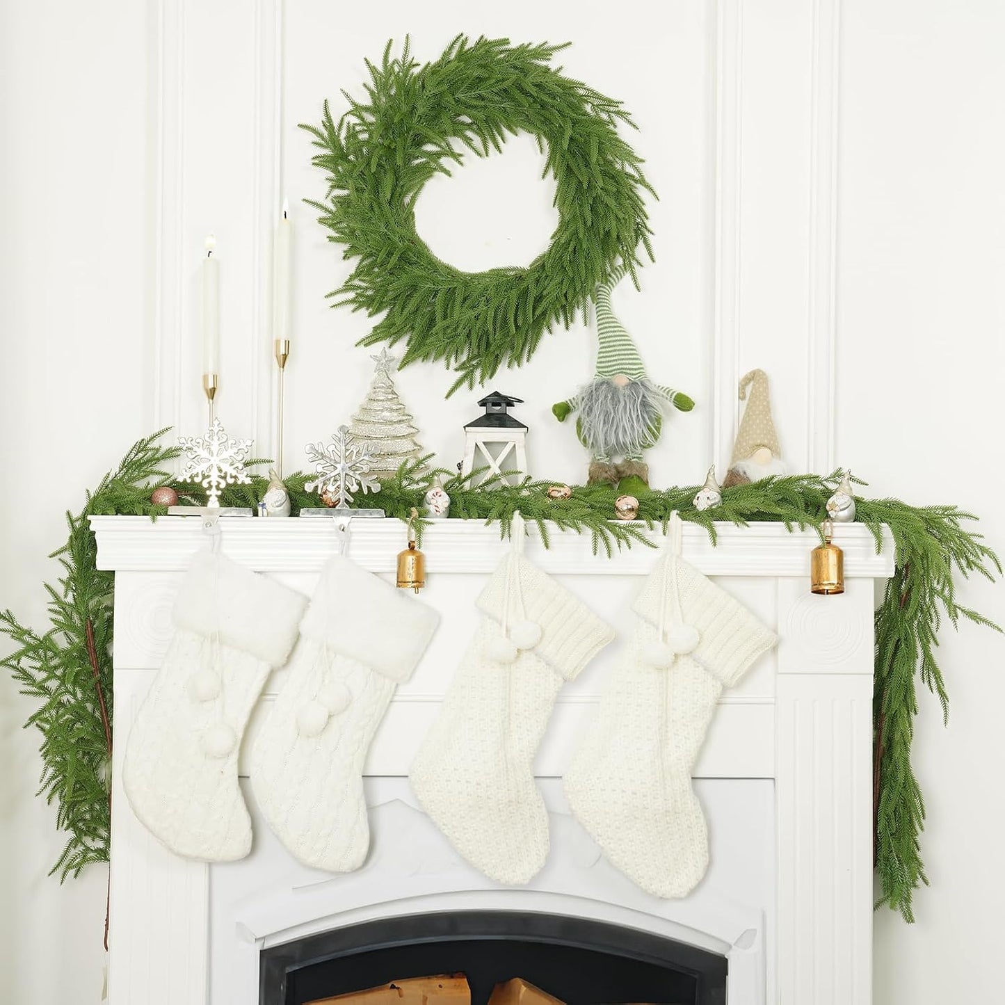 XmasExp Norfolk Pine Garland 9FT Real Touch Realistic Artificial Christmas Garland Decorations for Mantle Windows
