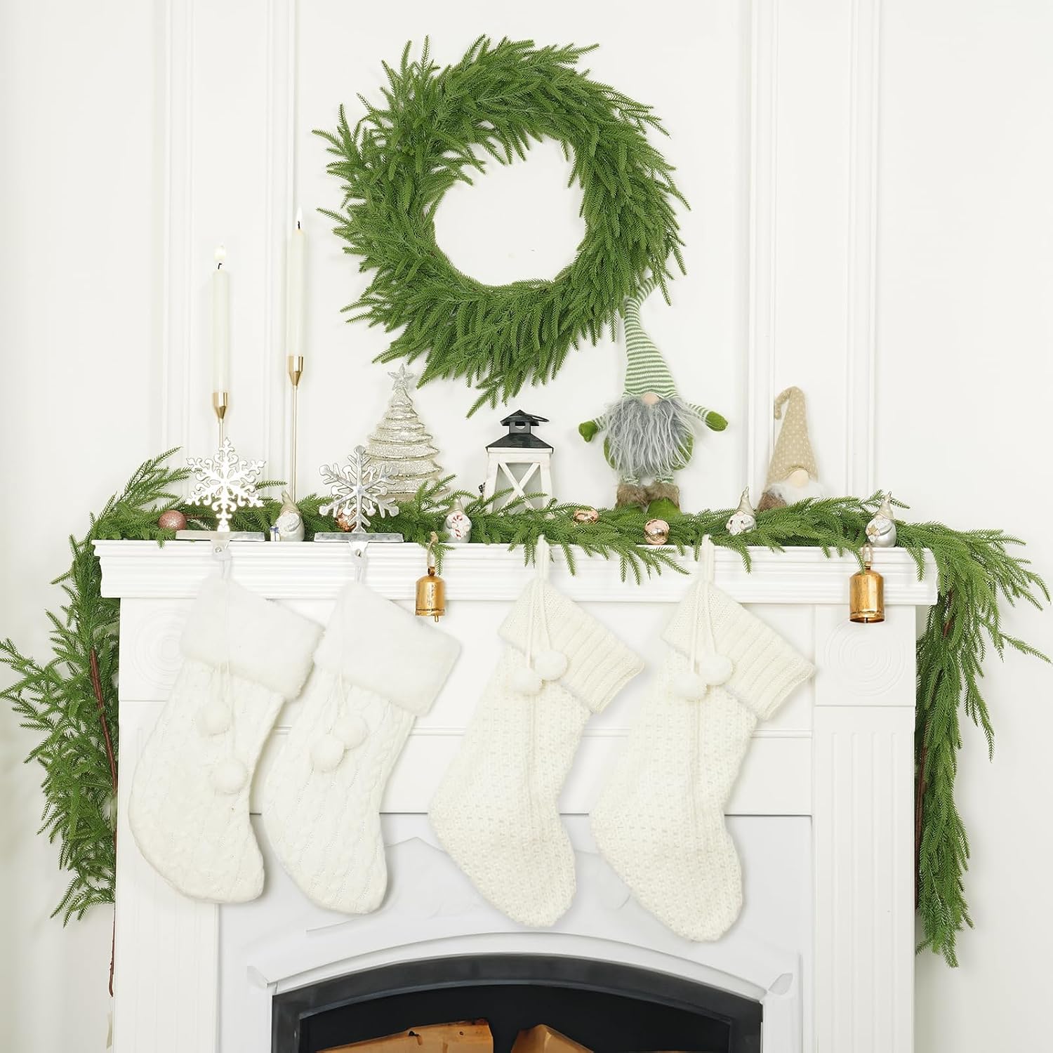 XmasExp Norfolk Pine Garland 9FT Real Touch Realistic Artificial Christmas Garland Decorations for Mantle Windows