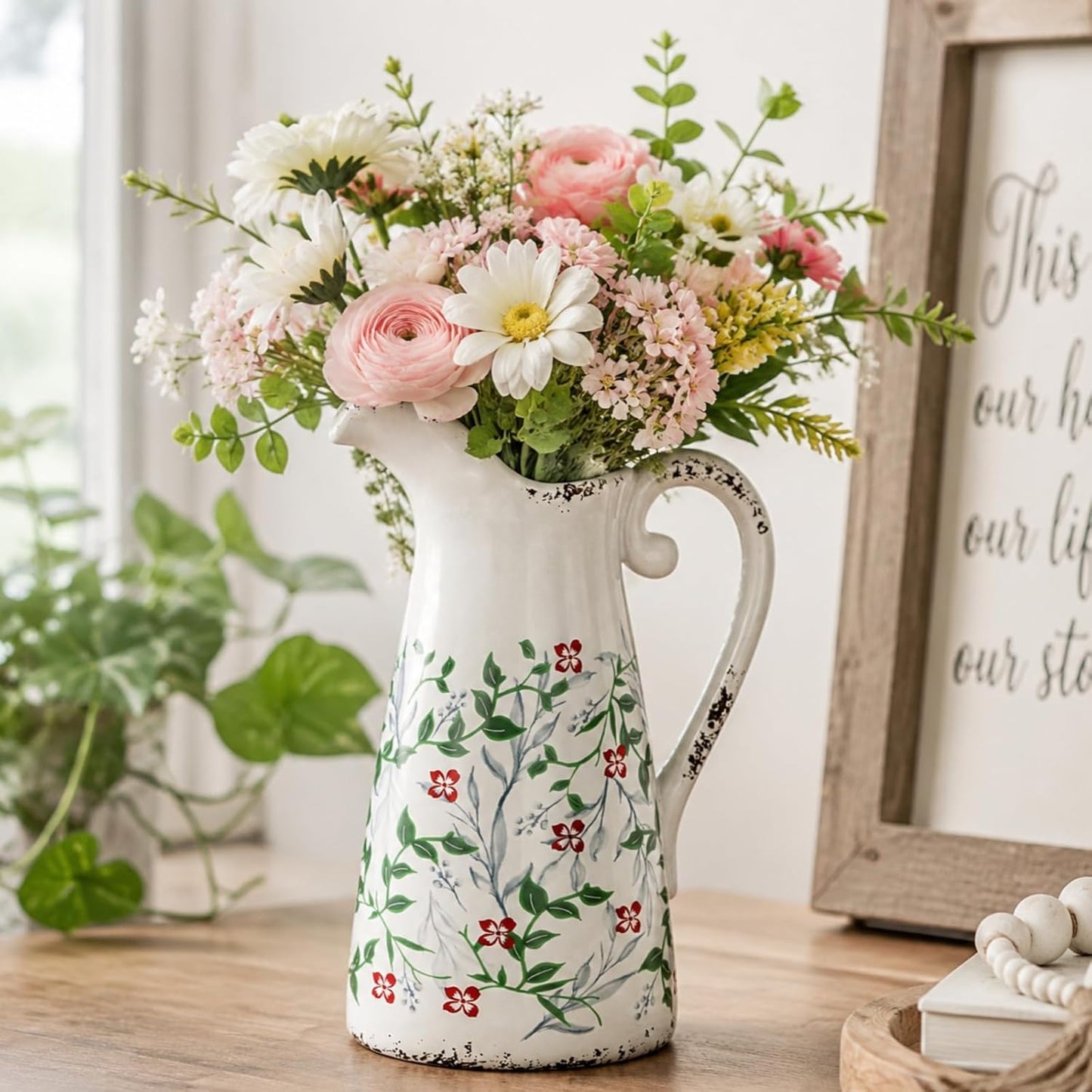 Vintage Floral Vase / 10 Inch