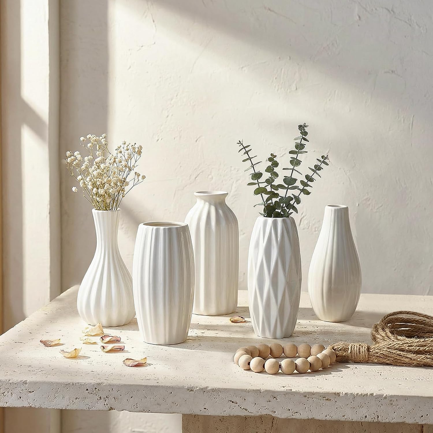 Ceramic Bud Vase / Glazed White / Set of 12