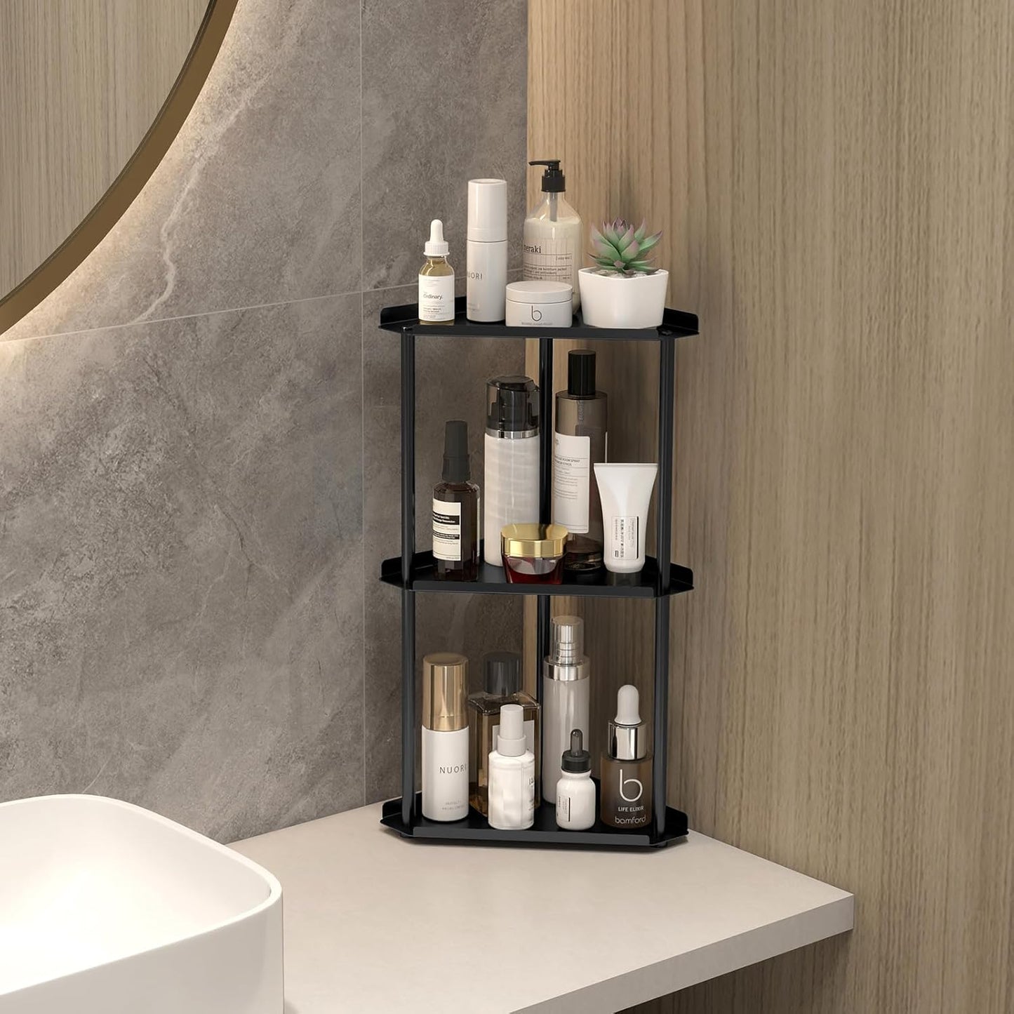 Makeup Countertop Organizers / Black 3 Tier