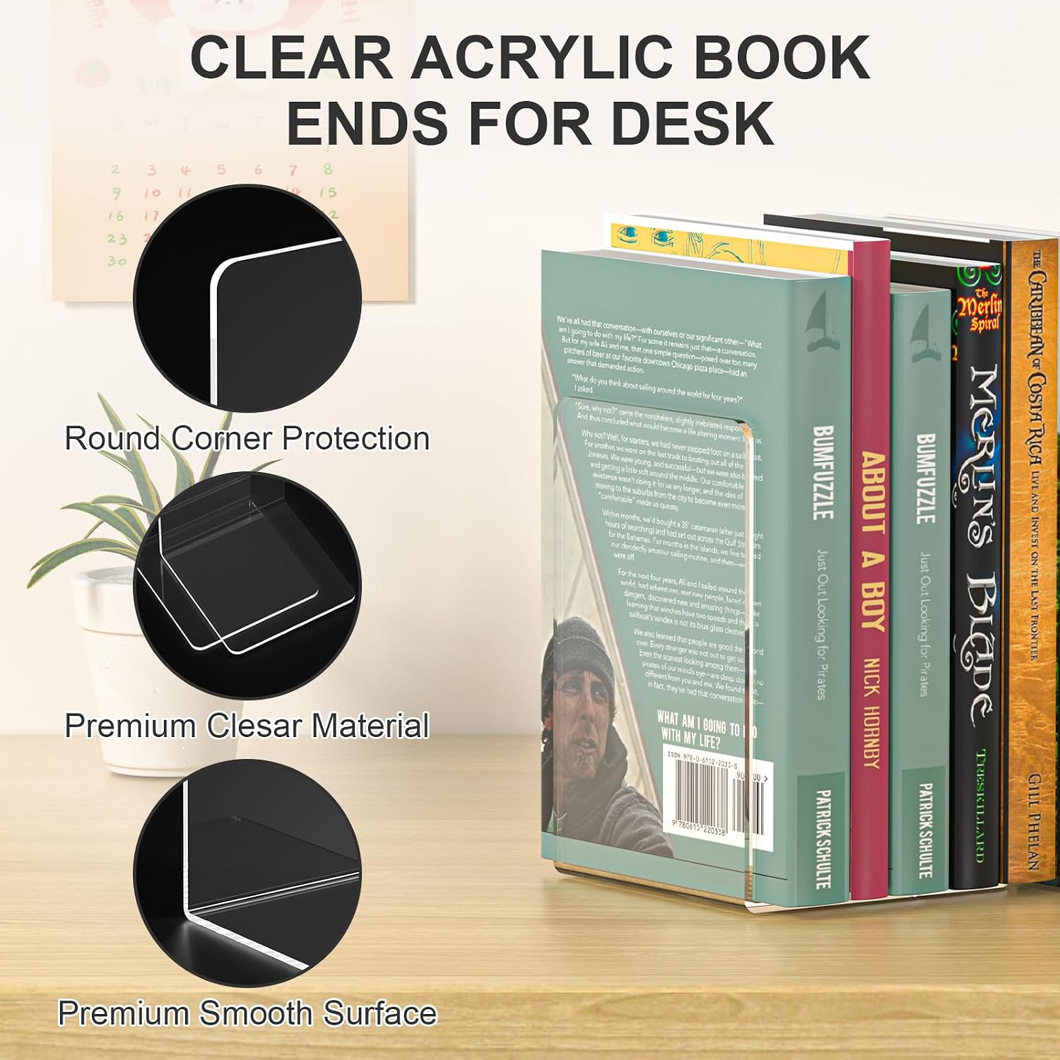 Acrylic Bookends / Book Ends / Clear Bookends 4 Pairs / Set of 8