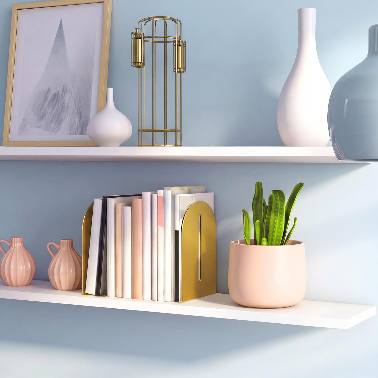Metal Bookends / Gold Vintage / Set of 6