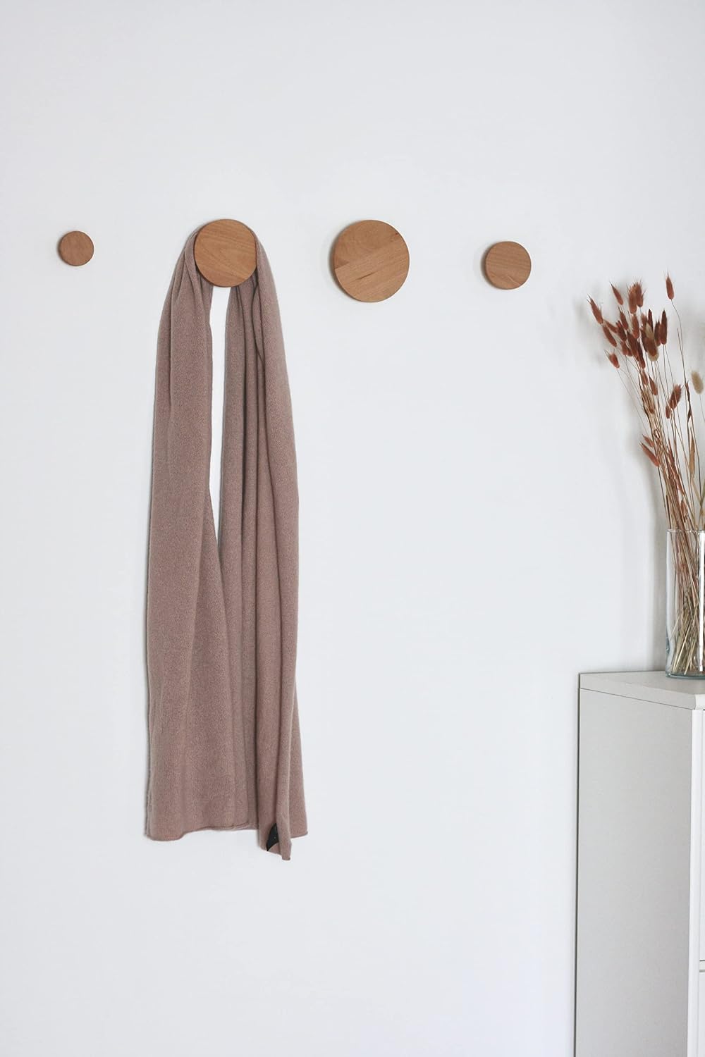 Bubble Coat Hooks Wood Round Wall Hook Wooden Wall Mounted Hangers Clothes Scarf / Beech / Set of 4