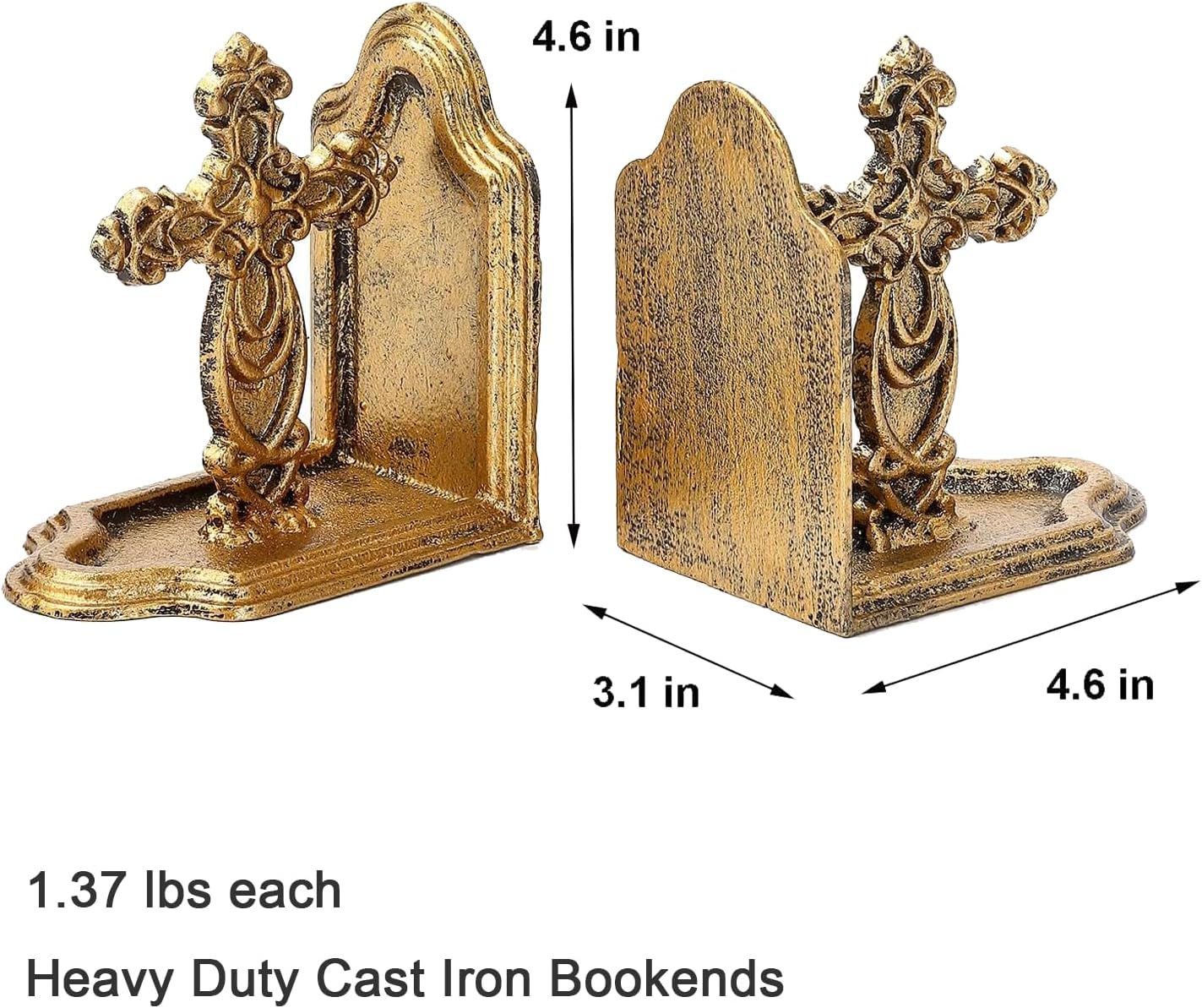 Catholic Book Ends / Gold / Set of 2