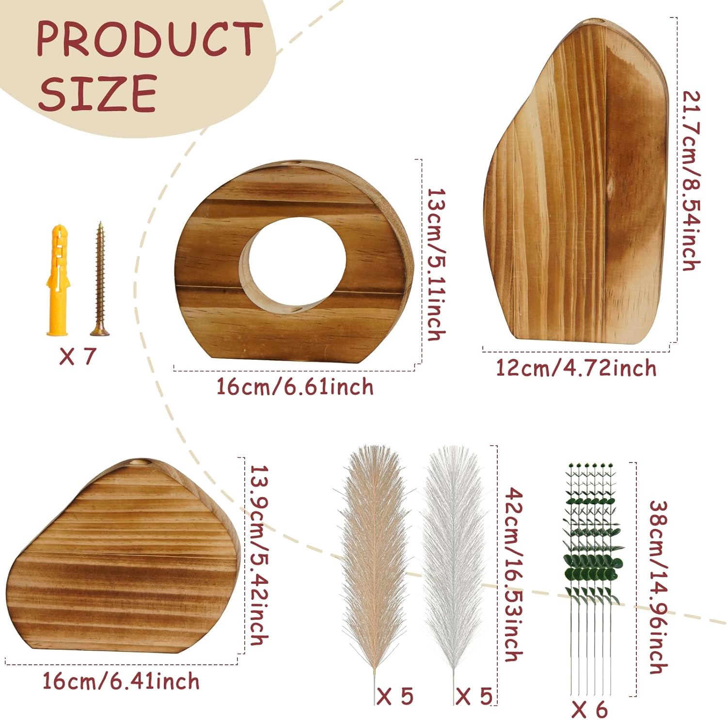 Wooden Wall Vase / Set of 3