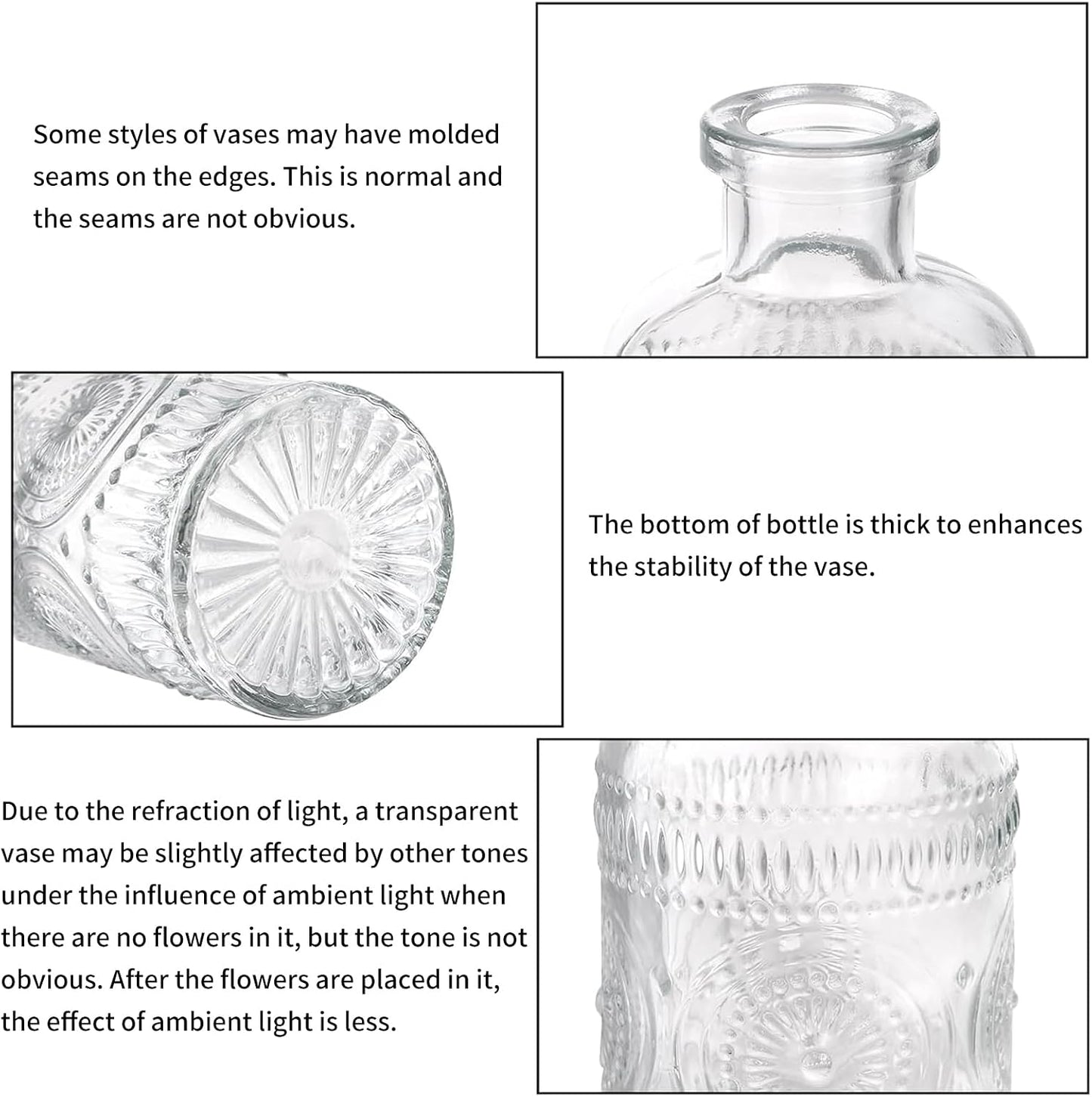 Glass Vase / Bud Vases / Clear / Set of 5