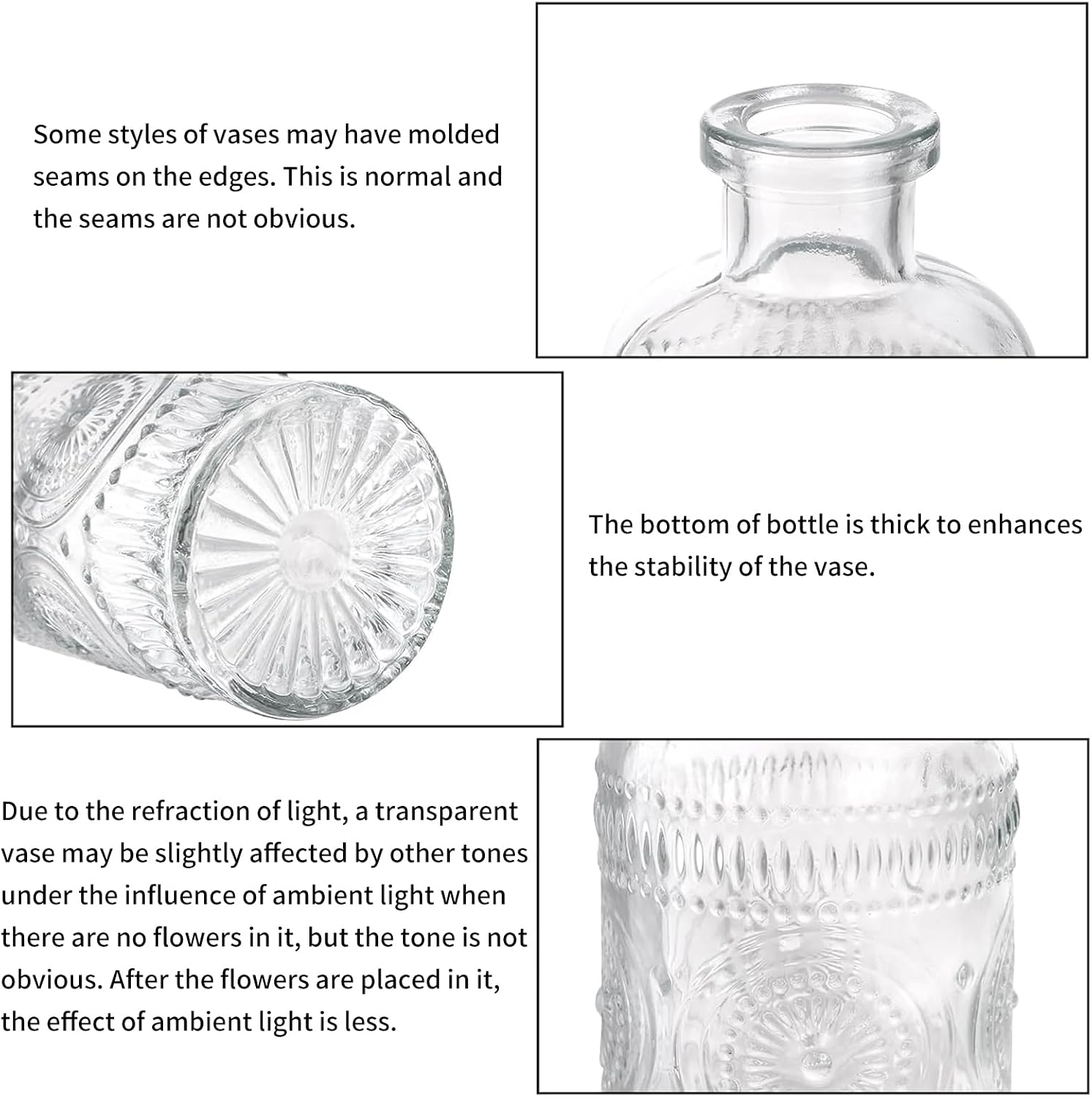Glass Vase / Bud Vases / Clear / Set of 5
