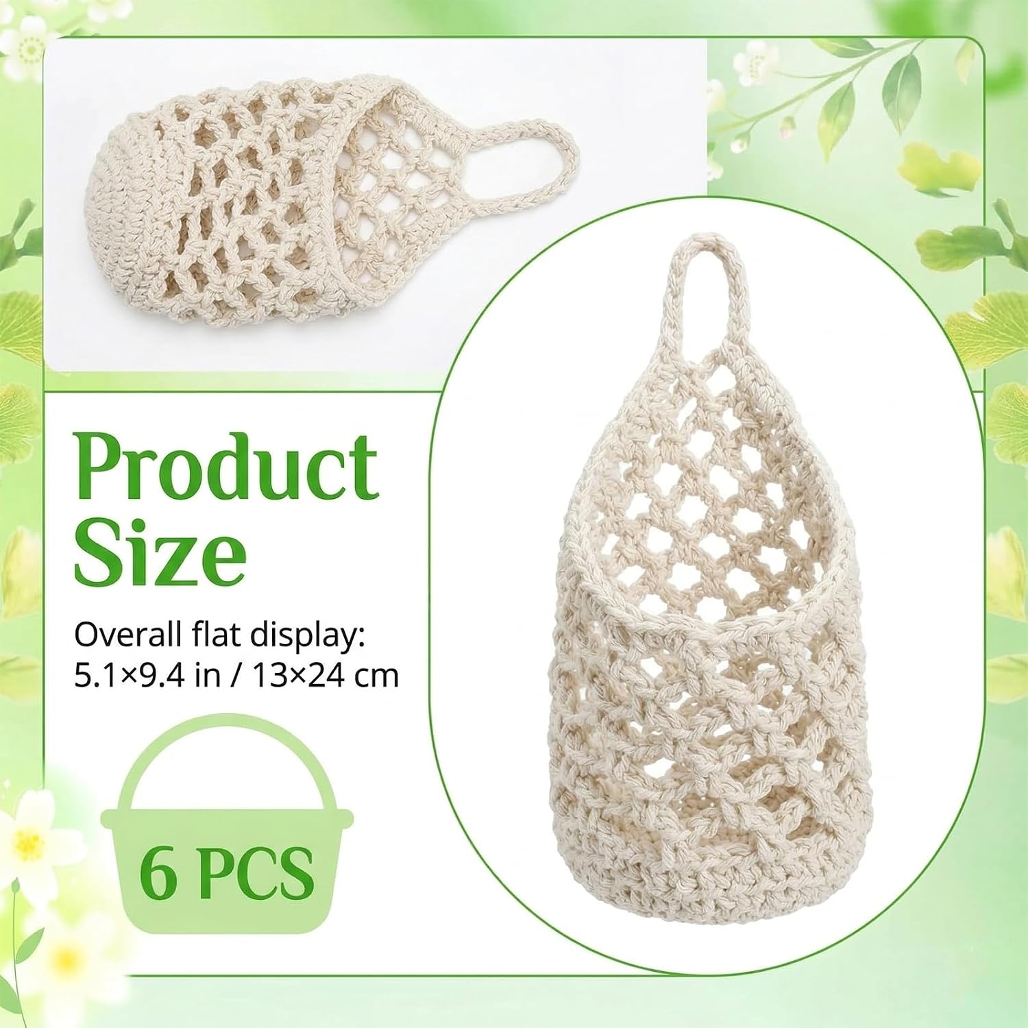 Macrame Plant Hangers / Beige / 5 Inch / Set of 6