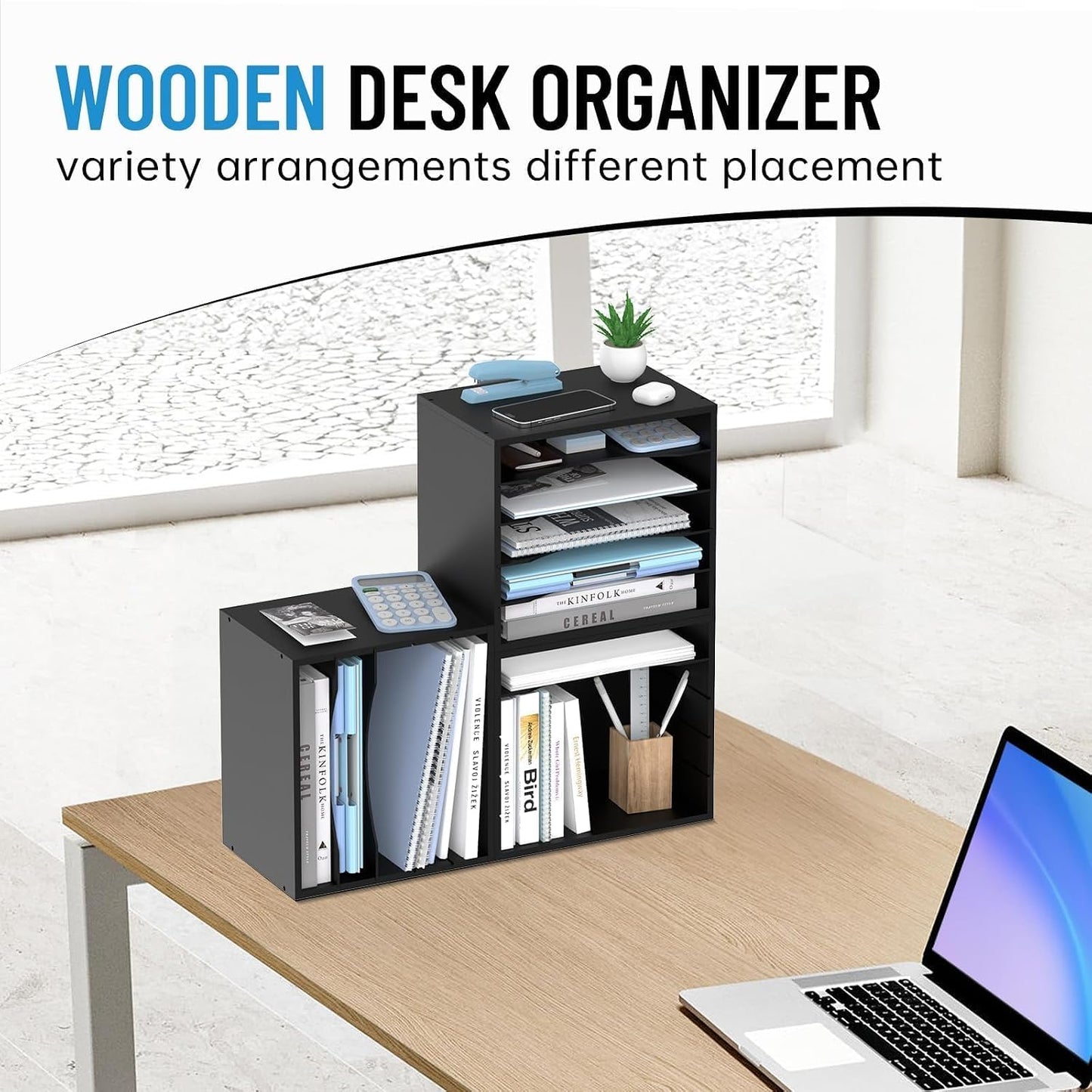 5-Tier Paper Organizer for Desk, Adjustable Mail Organizer, Black | 5-Tier Paper Organizer and Mail Organizer for Desk