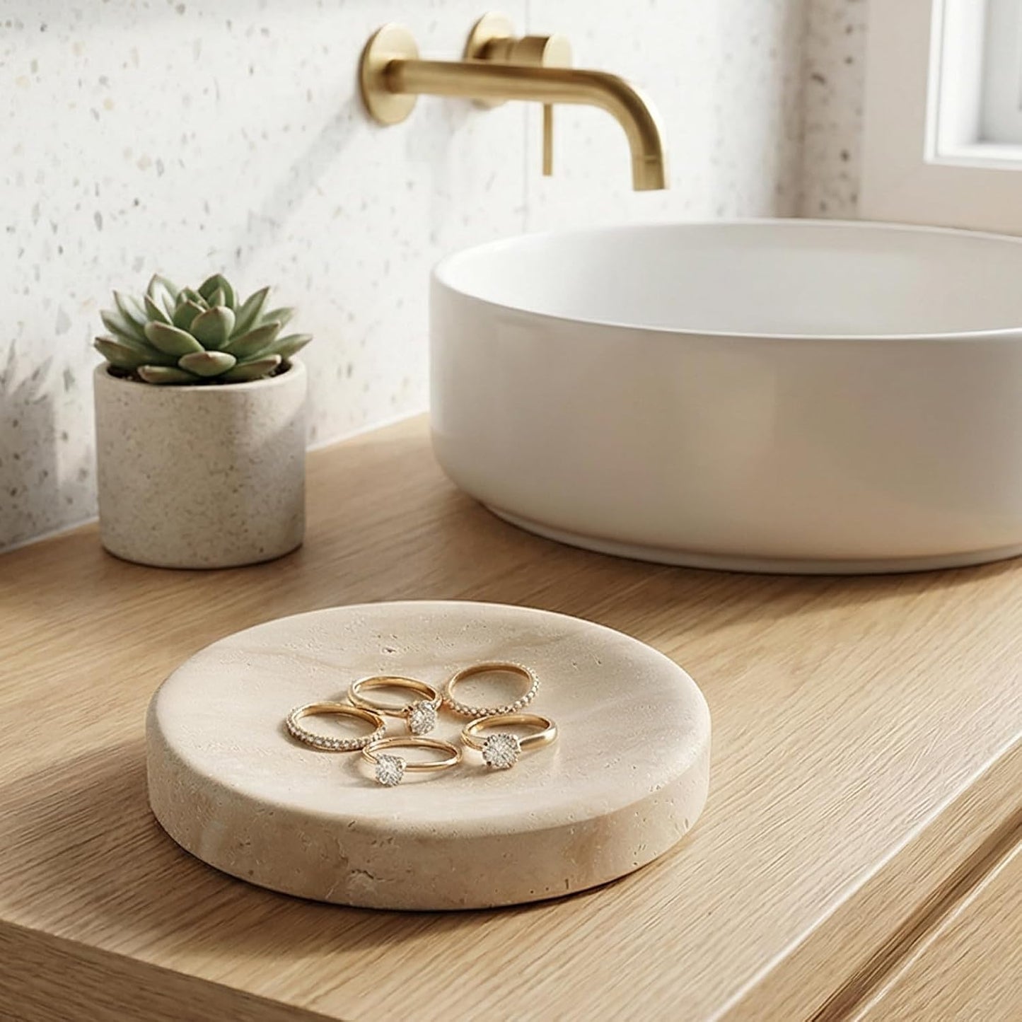 4" Decorative Dish / Travertino Romano / Natural / Set of 4