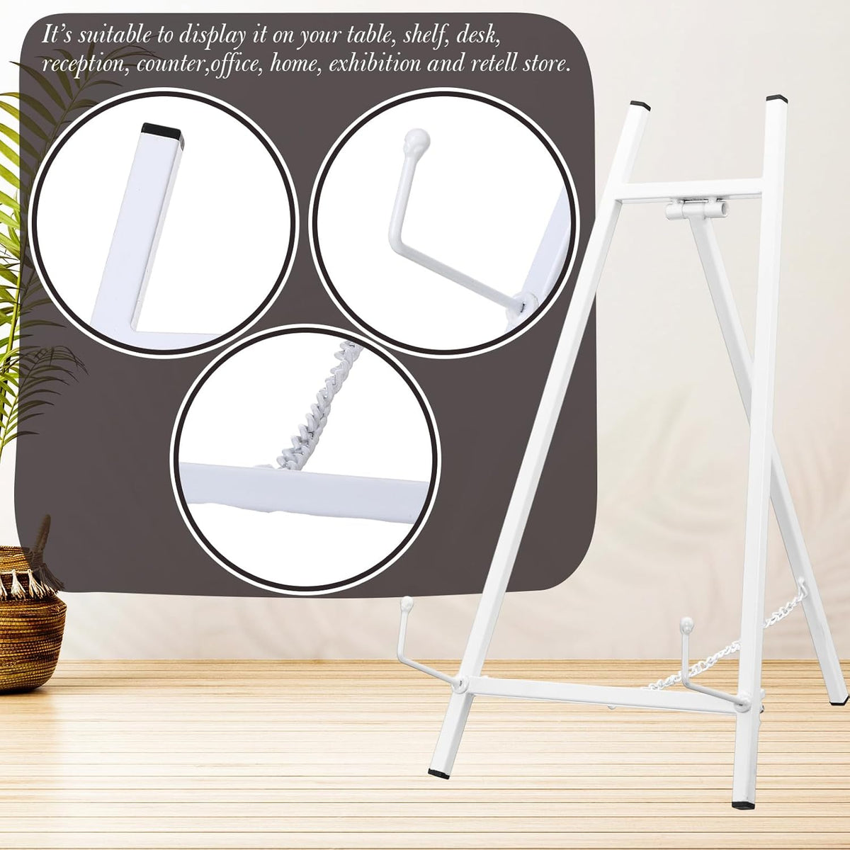 Leinuosen 1 Pcs Metal Easel Stand 16.5" H x 8.7" W x 4.3" D Table Top Easel Stand for Display Tripod Art Picture Mirror