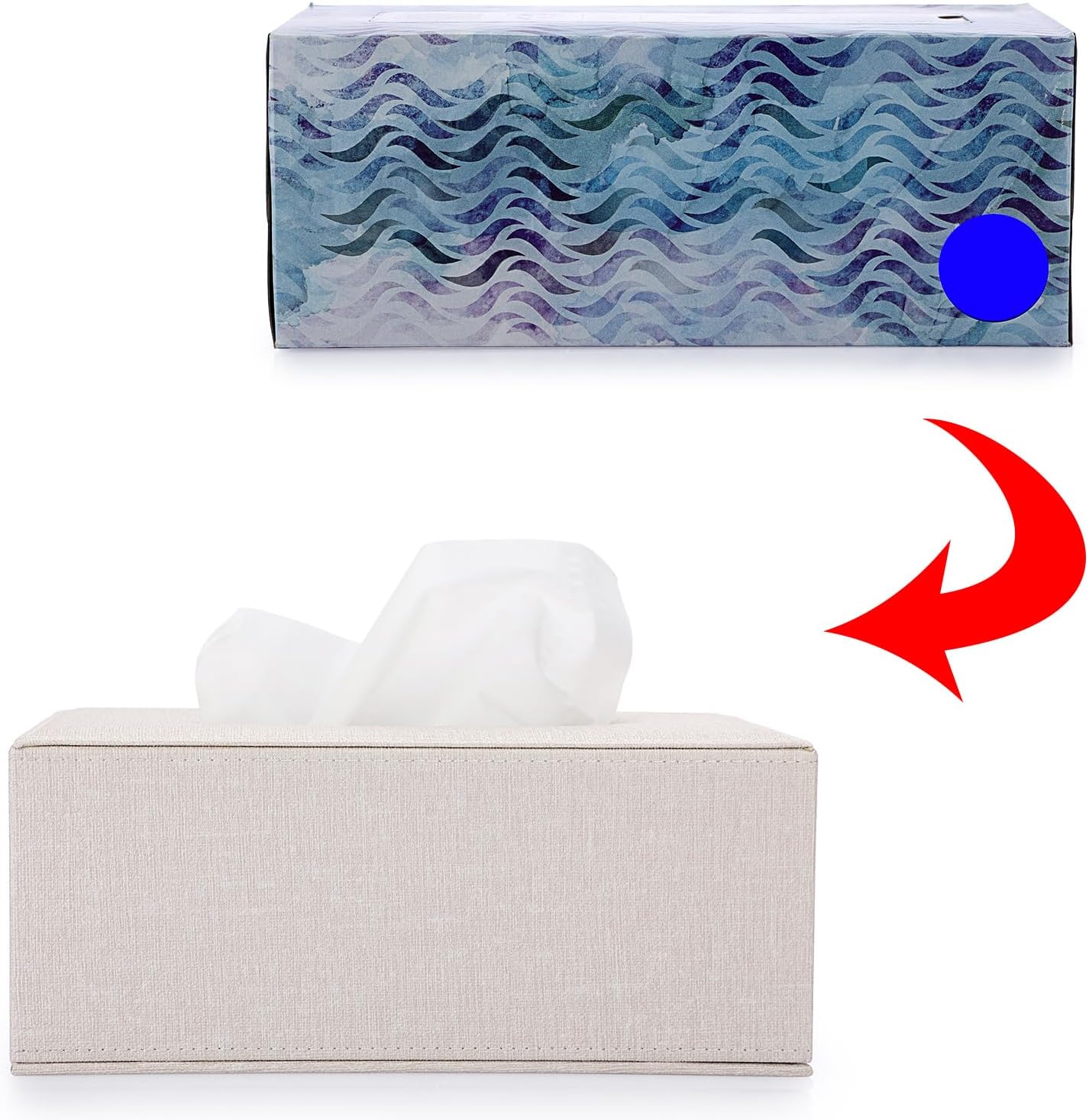 Tissue Box Cover Rectangle Linen Tissue Box / Medium / Beige