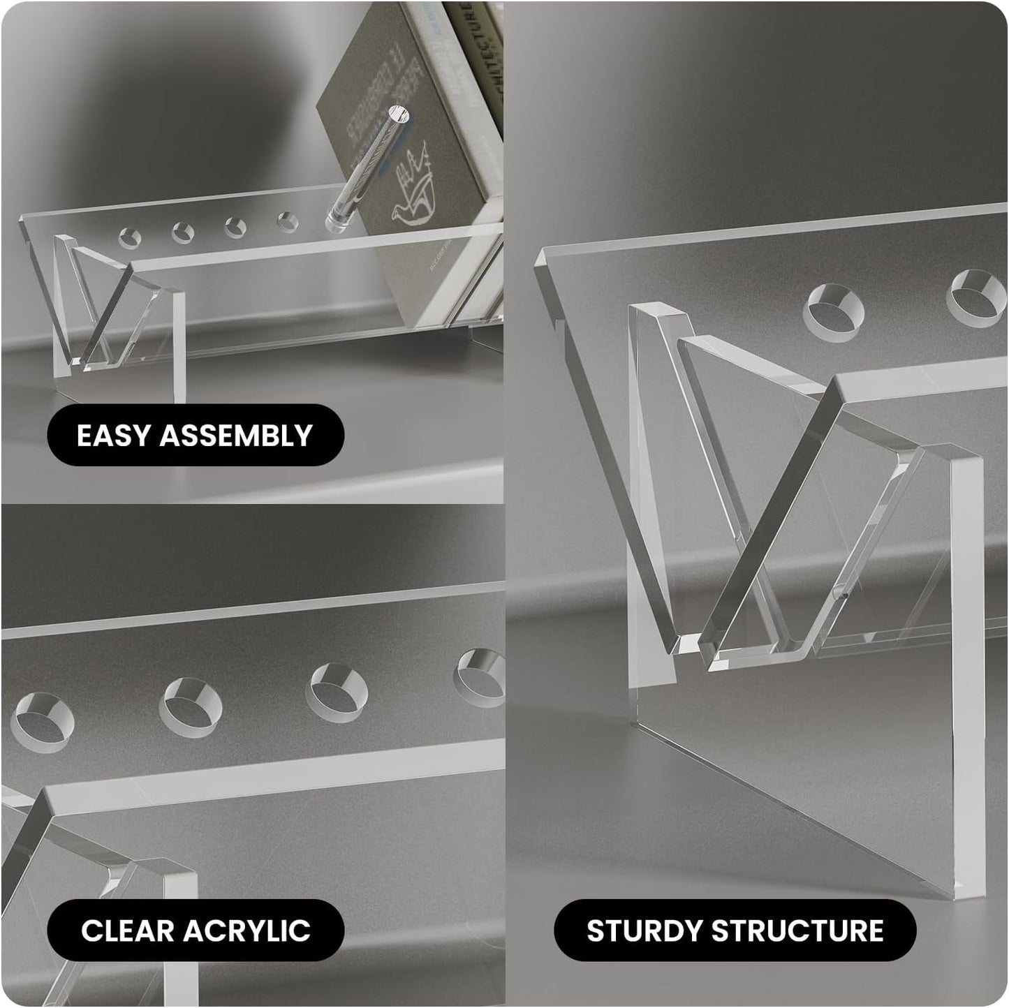 Sumerflos Acrylic Desktop Bookcase, Book Storage Organizer Bookshelves, Clear Mordern Tabletop Storage Rack for Office