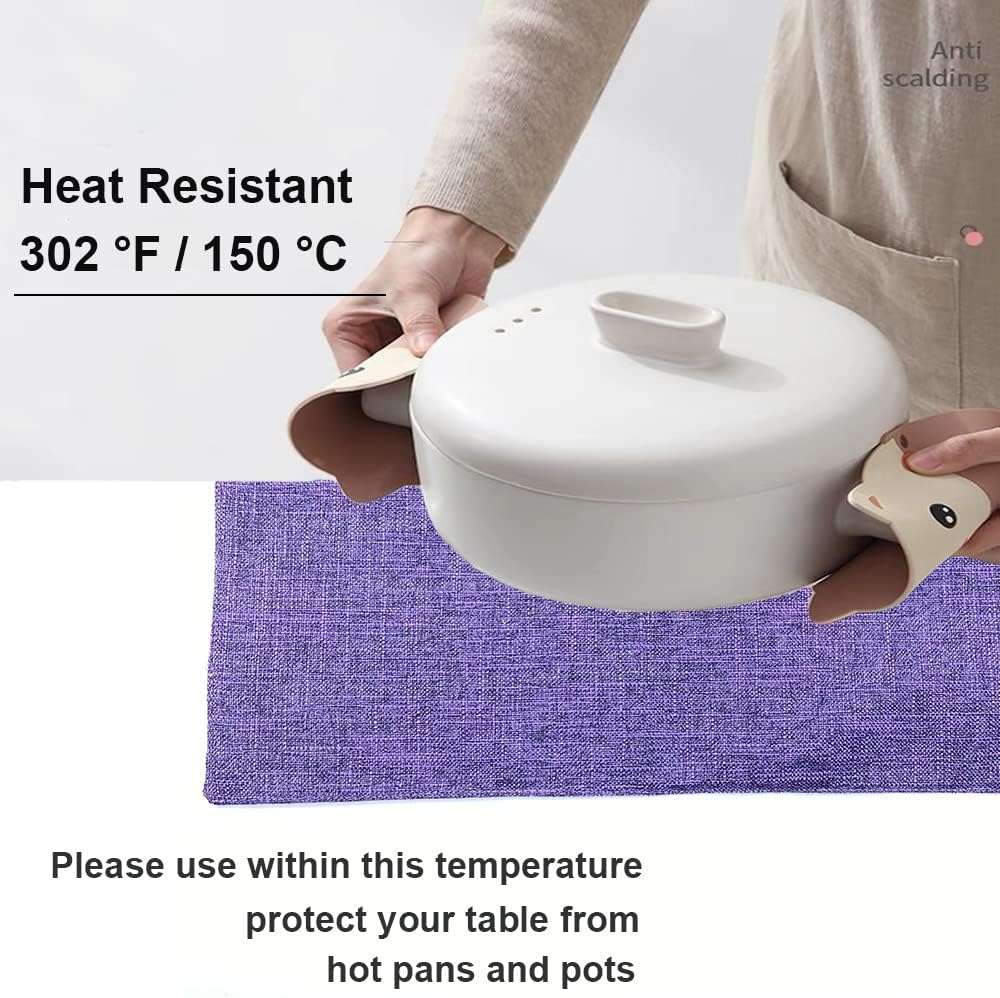 Weabetfu Cloth Placemats Set of 8 Heat Resistant Dining Table Place mats | Cotton Linen Machine Washable Kitchen Table