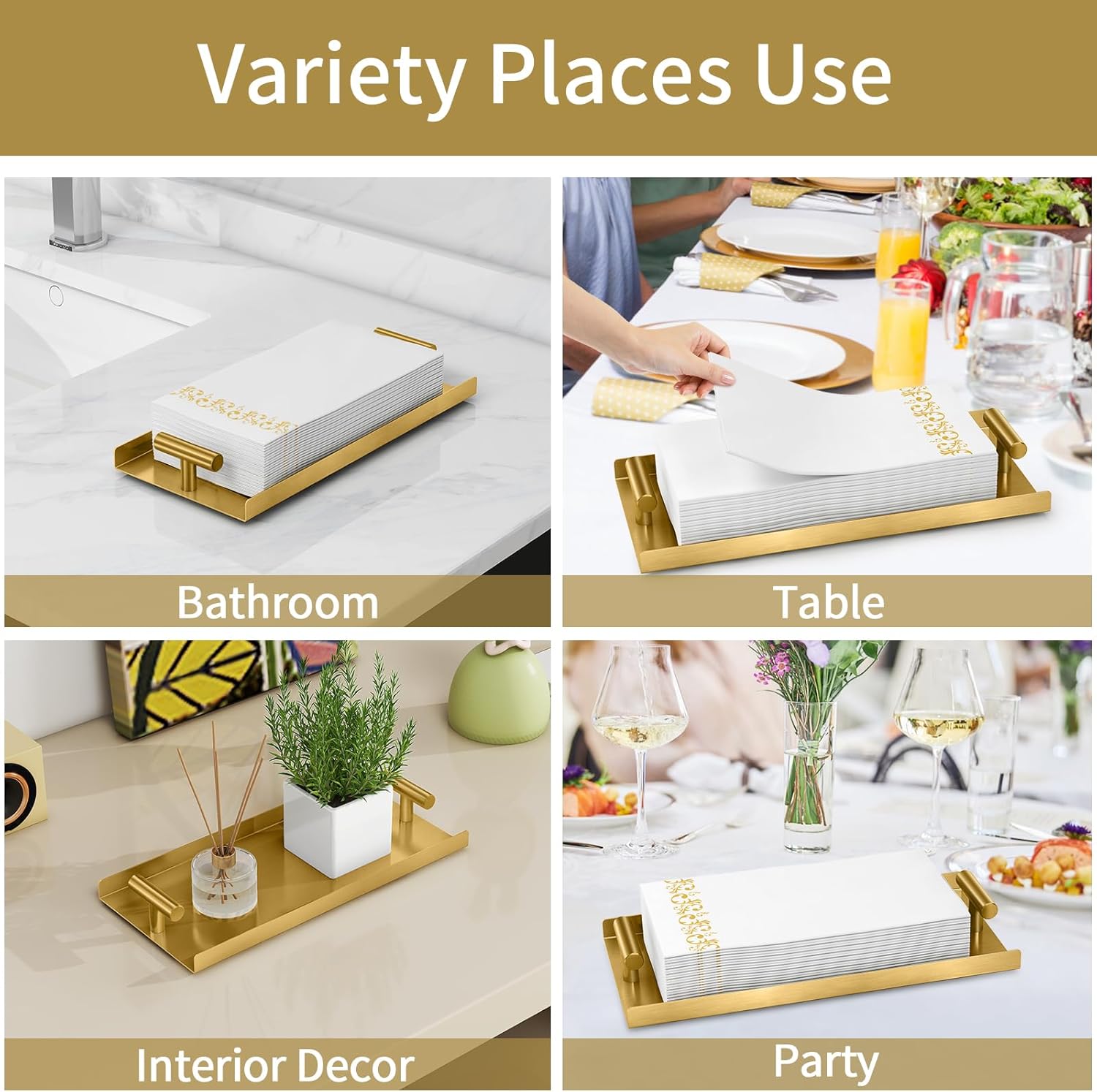 Napkin Holder / Guest Napkin Holders / Gold / Metal