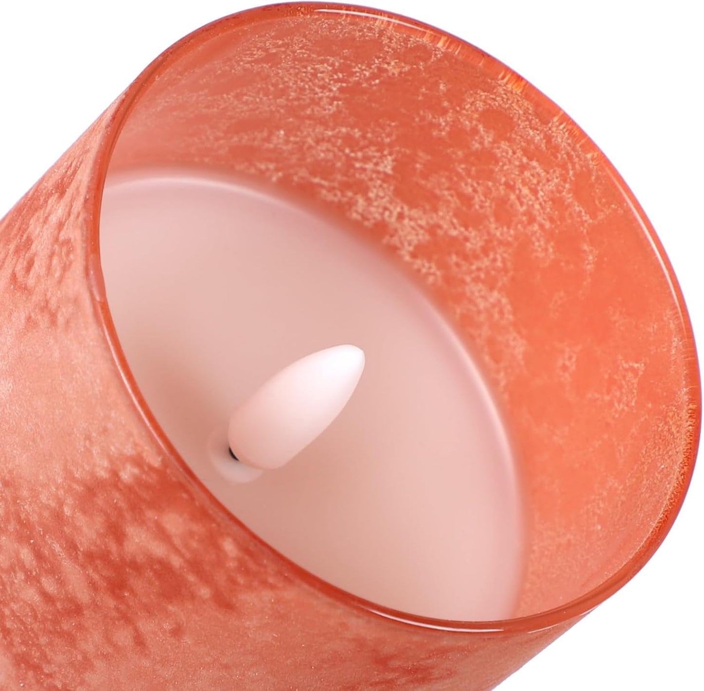 Flameless Candles with Remote Orange Glass LED Pillar Candles Set of 3 | Realistic Wax Flame Effect, 2/4/6/8H Timer