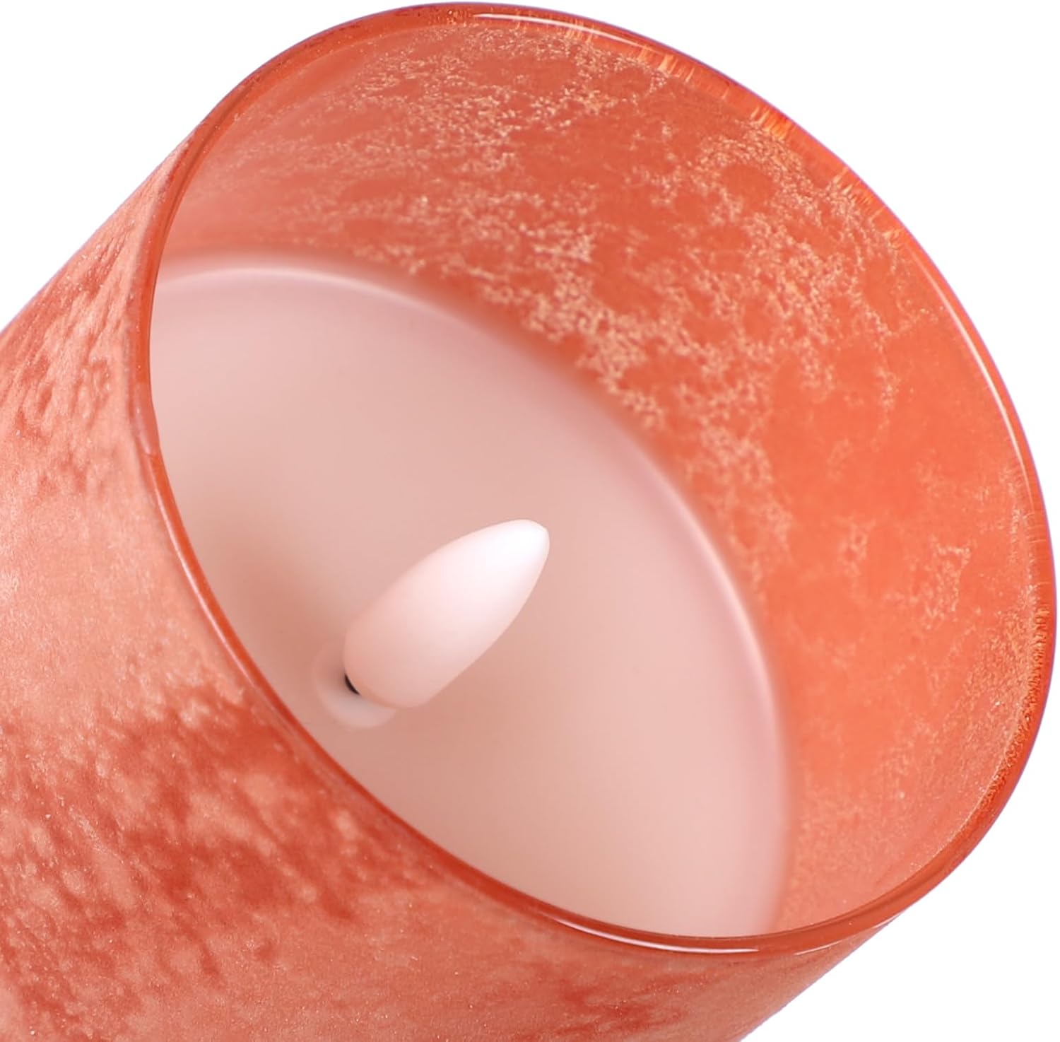 Flameless Candles with Remote Orange Glass LED Pillar Candles Set of 3 | Realistic Wax Flame Effect, 2/4/6/8H Timer