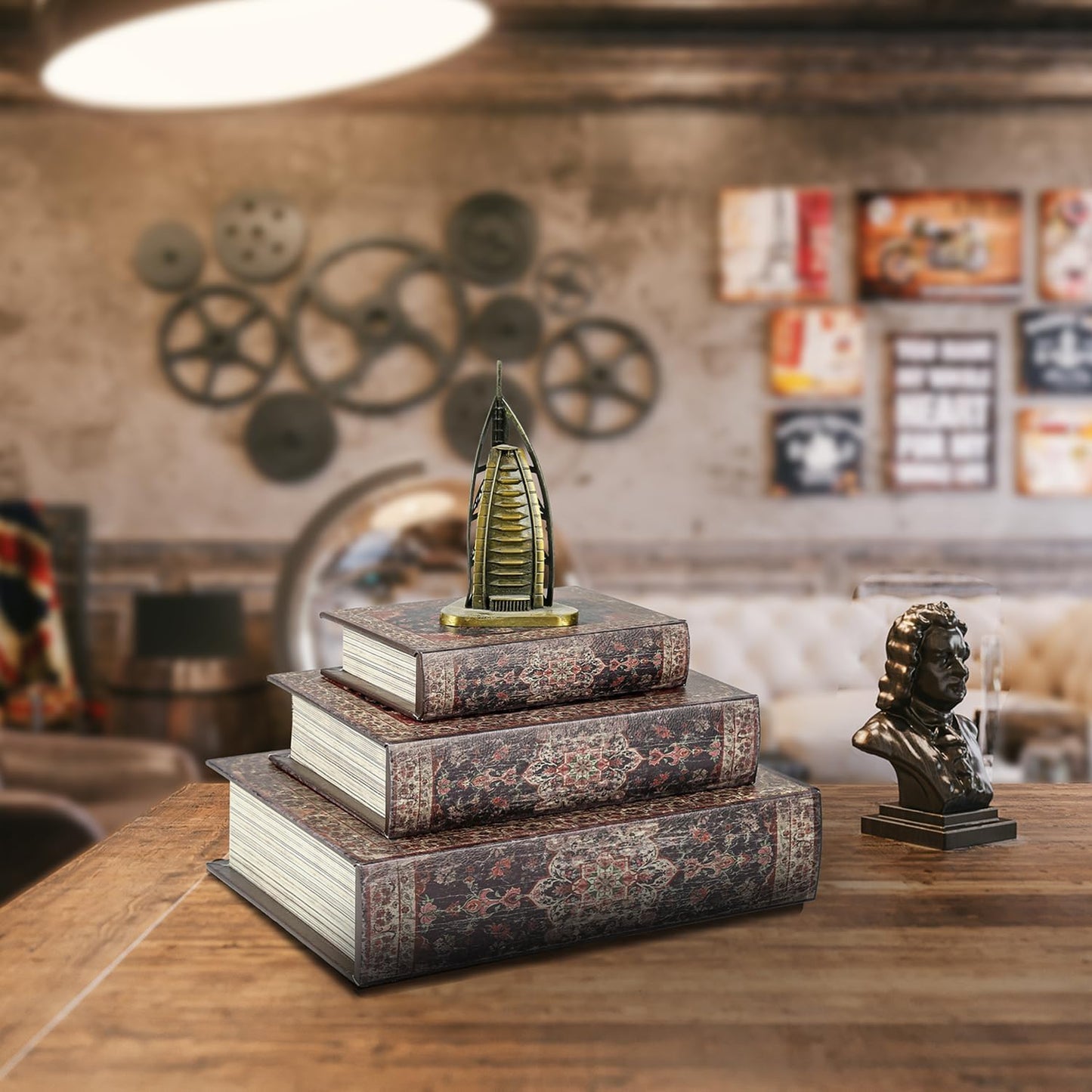 Wooden Book Box / 3 x Retro / Set of 3