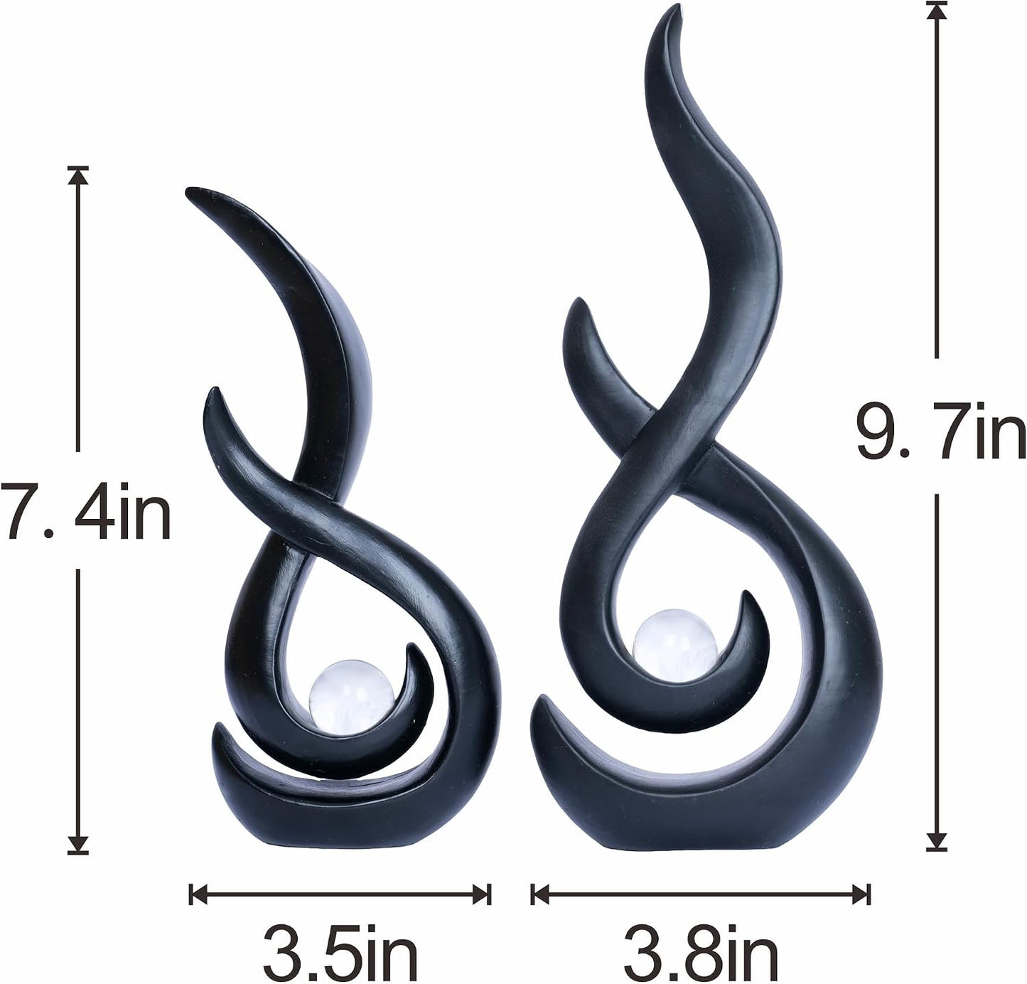Home Decor Statue Modern Abstract Sculpture Decorative Accent Art Round Geometric / Black